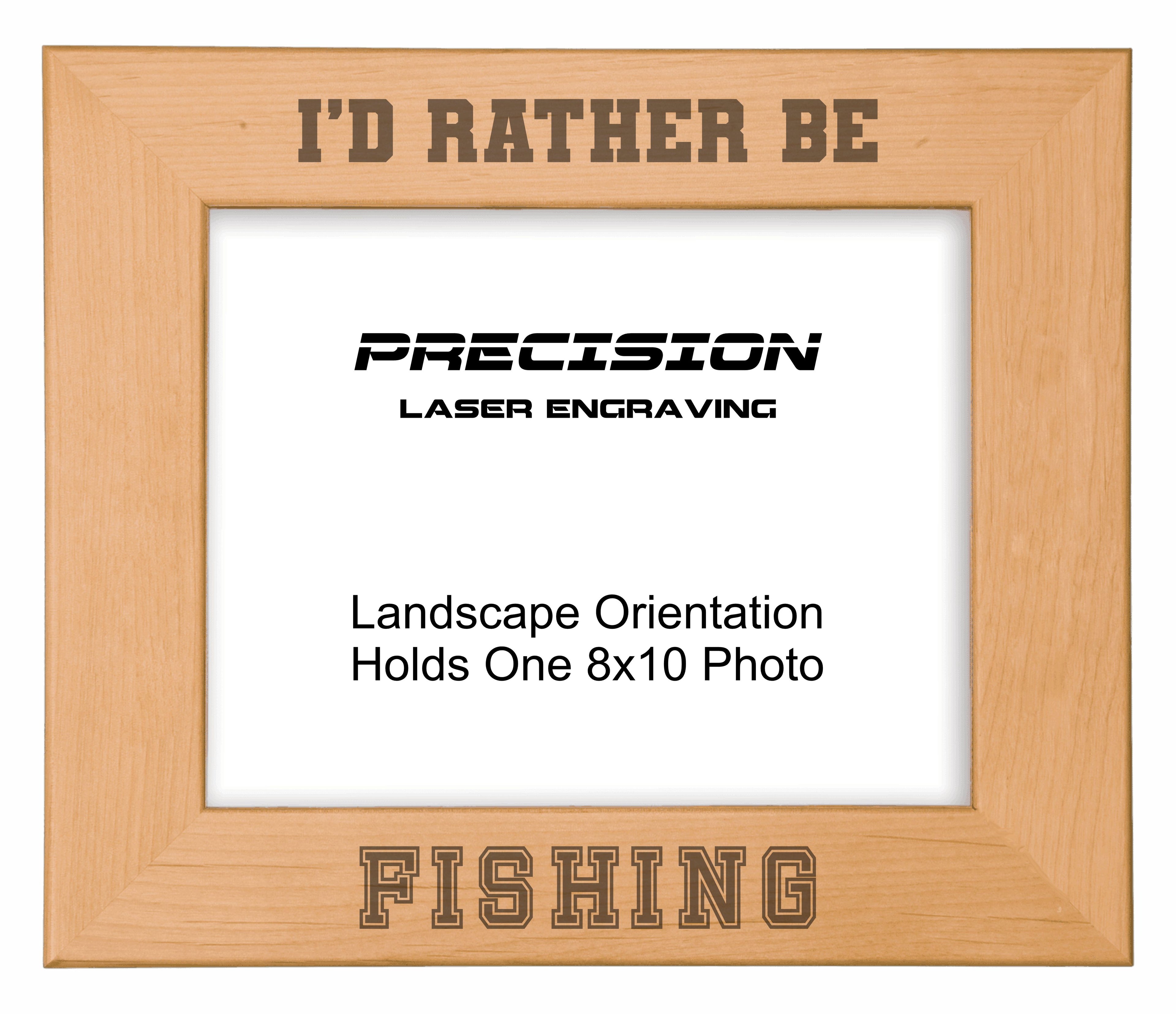 Rather Be Fishing Picture Frame, Engraved Natural Wood Photo Frame, 4x6 5x7 8x10, Sports Frames