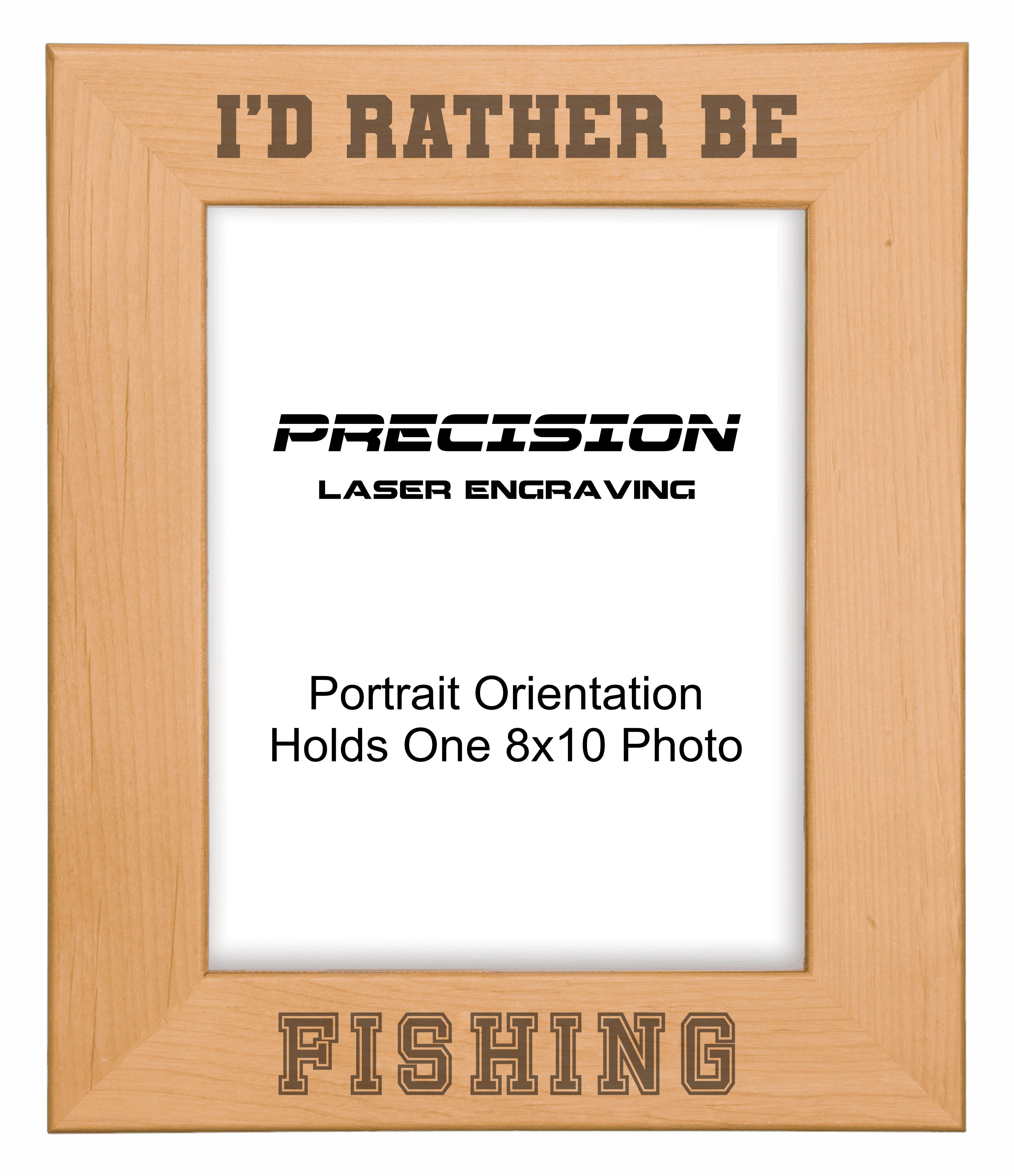 Rather Be Fishing Picture Frame, Engraved Natural Wood Photo Frame, 4x6 5x7 8x10, Sports Frames