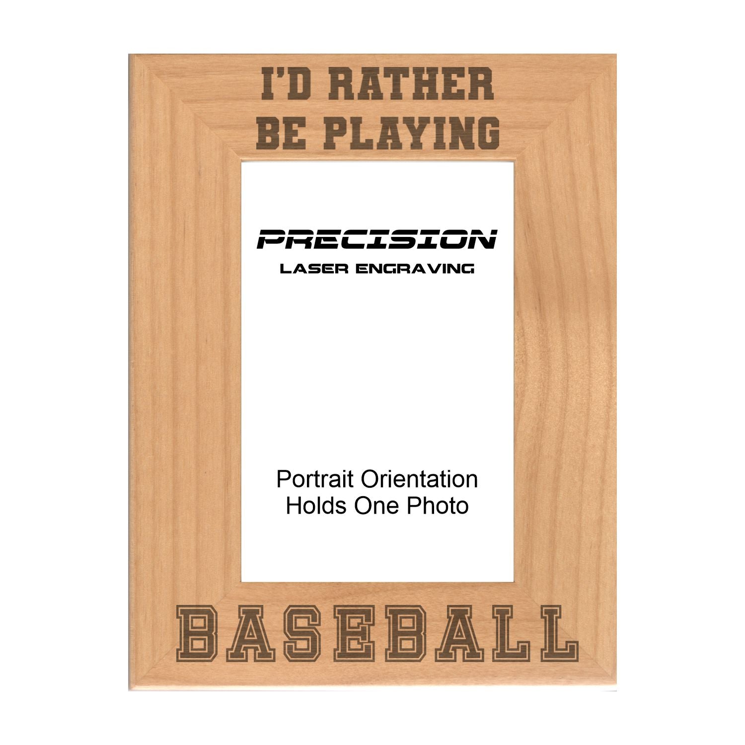 Rather Be Playing Baseball Picture Frame, Engraved Natural Wood Photo Frame, 4x6 5x7 8x10, Sports Frames