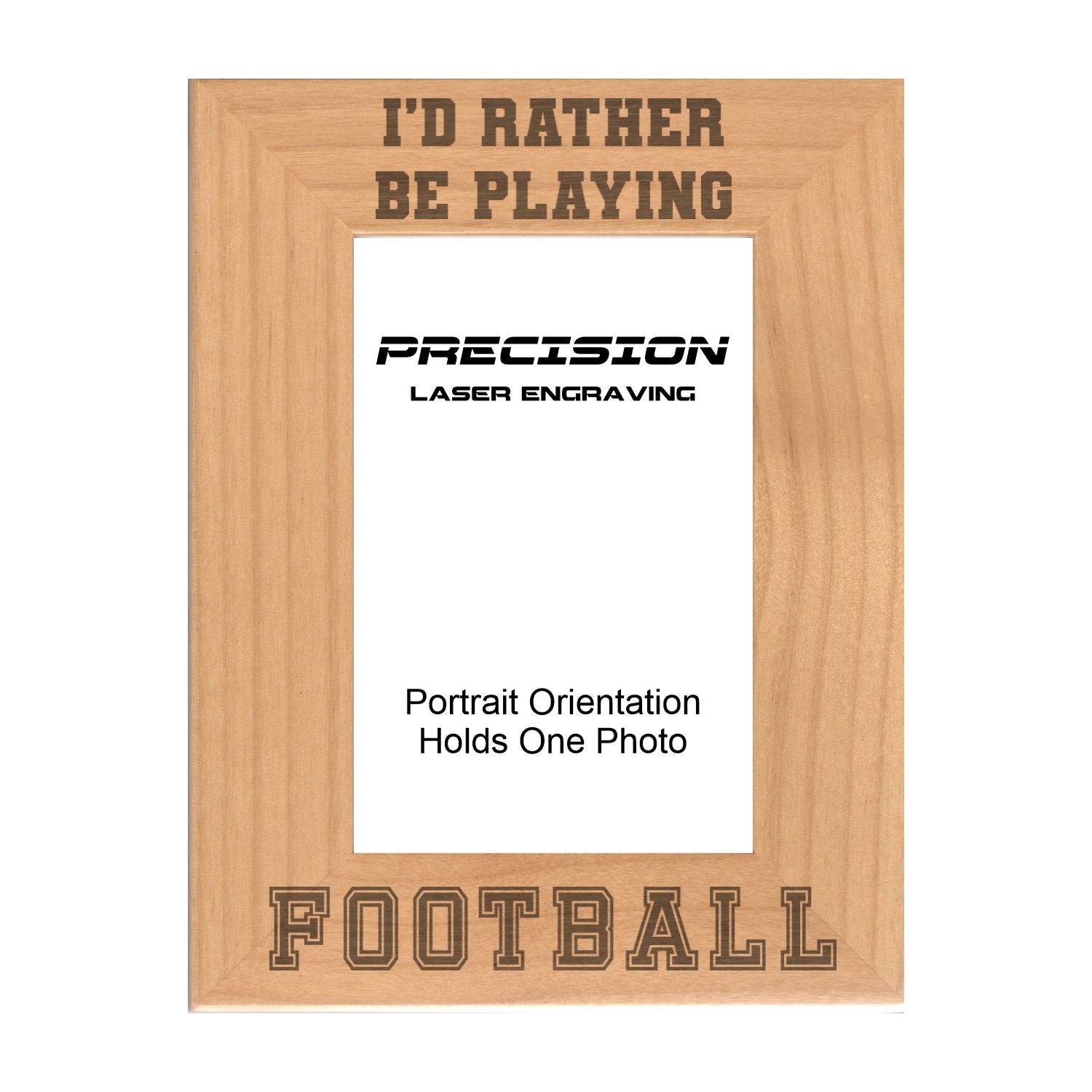 Rather Be Playing Football Picture Frame, Engraved Natural Wood Photo Frame, 4x6 5x7 8x10, Sports Frames