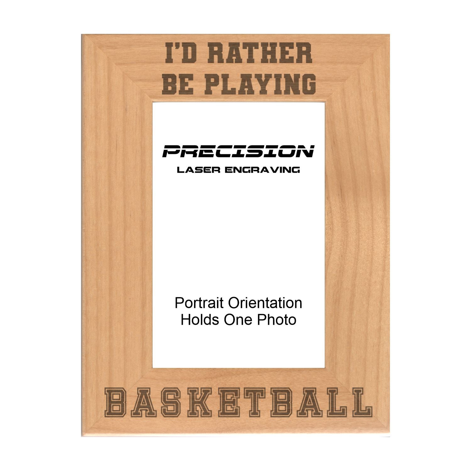 Rather Be Playing Basketball Picture Frame, Engraved Natural Wood Photo Frame, 4x6 5x7 8x10, Sports Frames