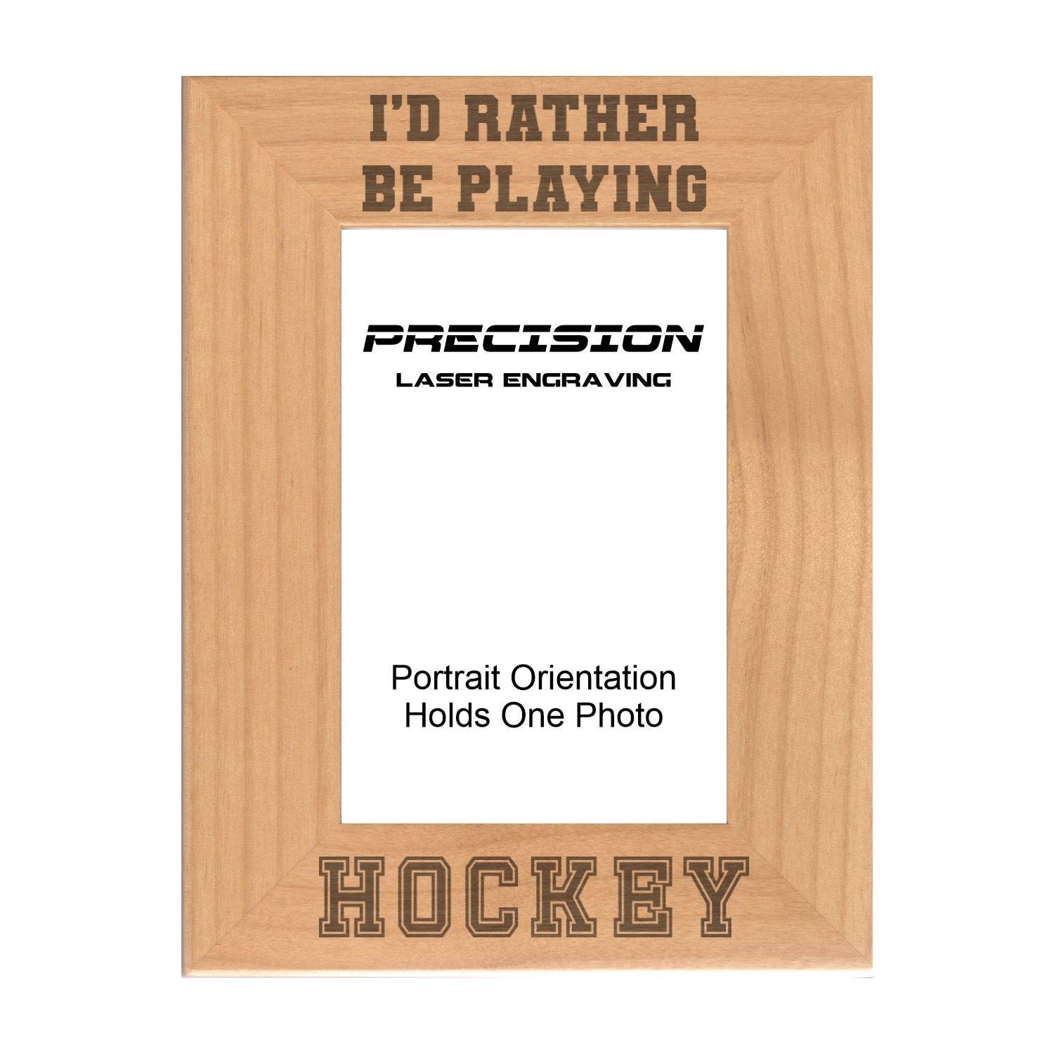 Rather Be Playing Hockey Picture Frame, Engraved Natural Wood Photo Frame, 4x6 5x7 8x10, Sports Frames