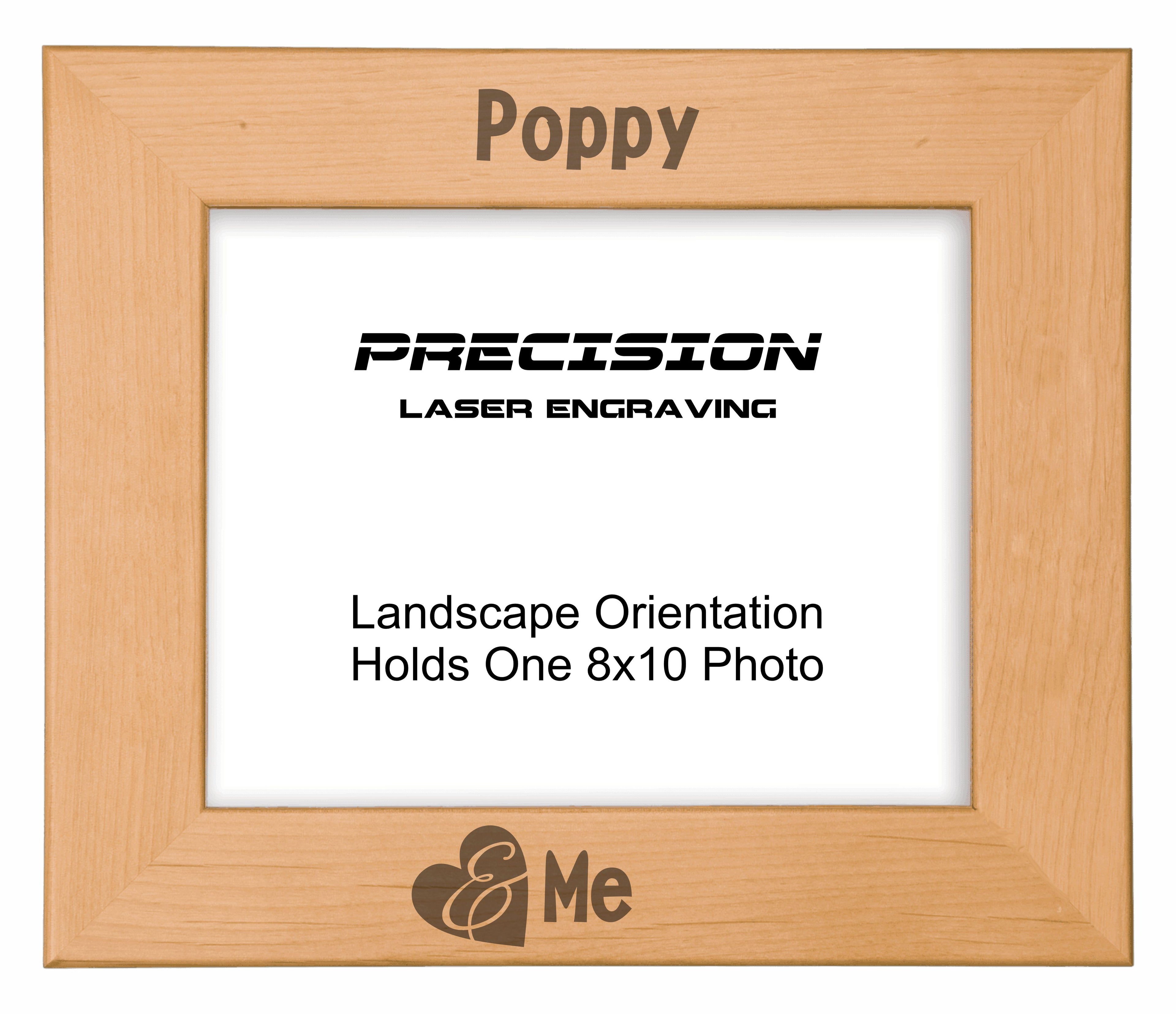 Poppy and Me Heart Picture Frame, Engraved Natural Wood Photo Frame, 4x6 5x7 8x10, Grandpa Gift