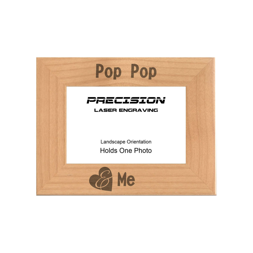 Pop Pop and Me Heart Picture Frame, Engraved Natural Wood Photo Frame, 4x6 5x7 8x10, Grandpa Gift