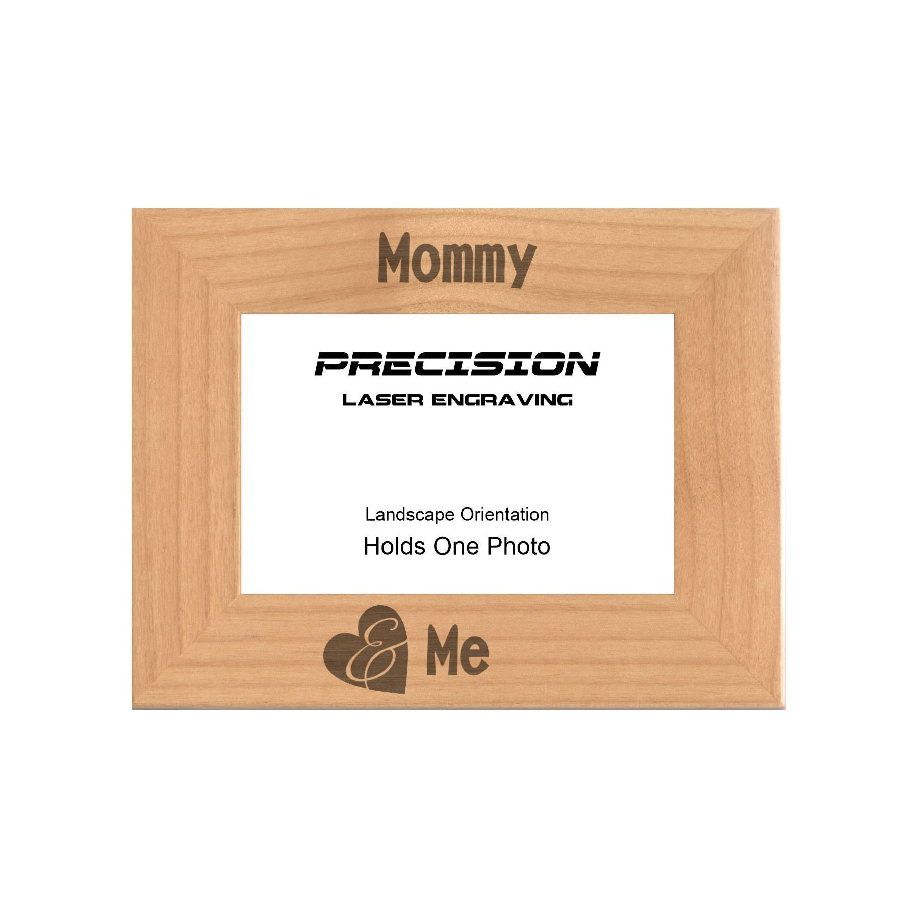 Mommy and Me Heart Picture Frame, Engraved Natural Wood Photo Frame, 4x6 5x7 8x10, Mom Gift