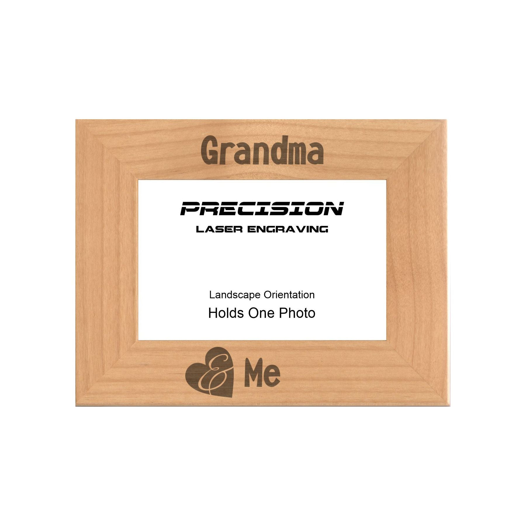 Grandma and Me Heart Picture Frame, Engraved Natural Wood Photo Frame, 4x6 5x7 8x10, Grandma Gift