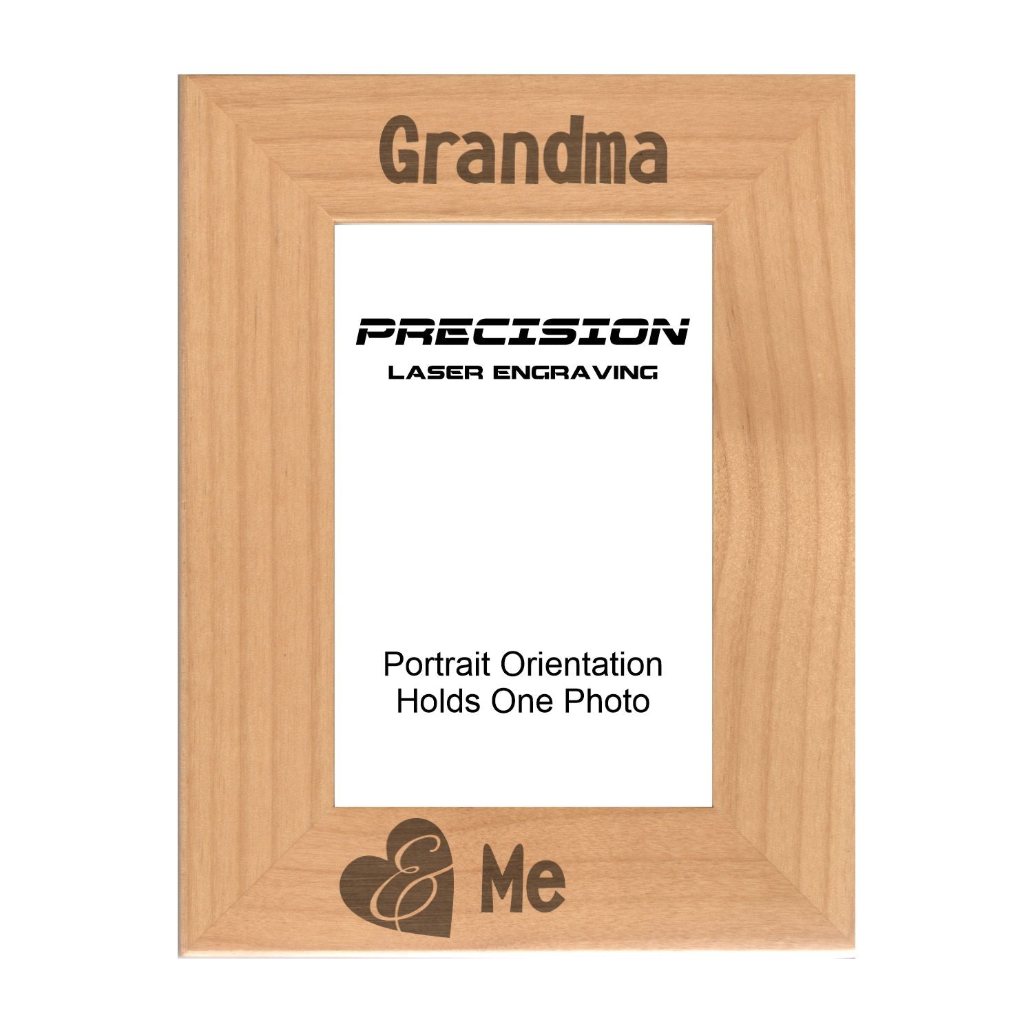 Grandma and Me Heart Picture Frame, Engraved Natural Wood Photo Frame, 4x6 5x7 8x10, Grandma Gift