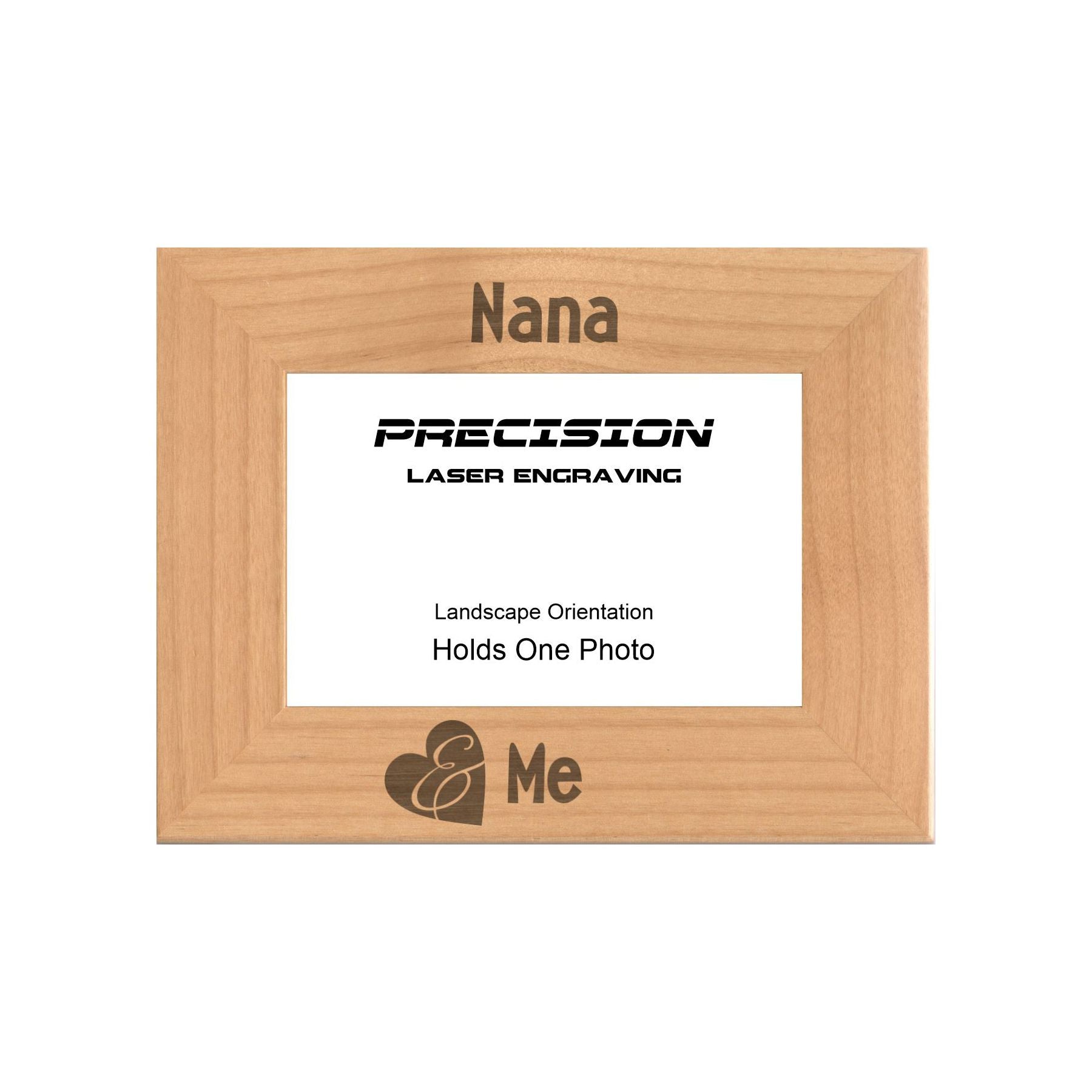 Nana and Me Heart Picture Frame, Engraved Natural Wood Photo Frame, 4x6 5x7 8x10, Grandma Gift