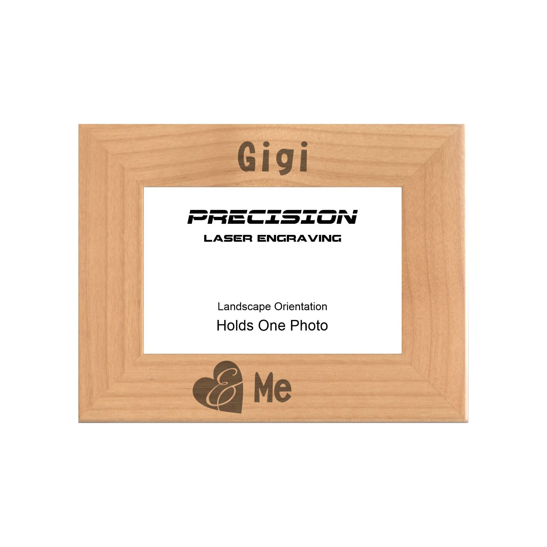 Gigi and Me Heart Picture Frame, Engraved Natural Wood Photo Frame, 4x6 5x7 8x10, Grandma Gift