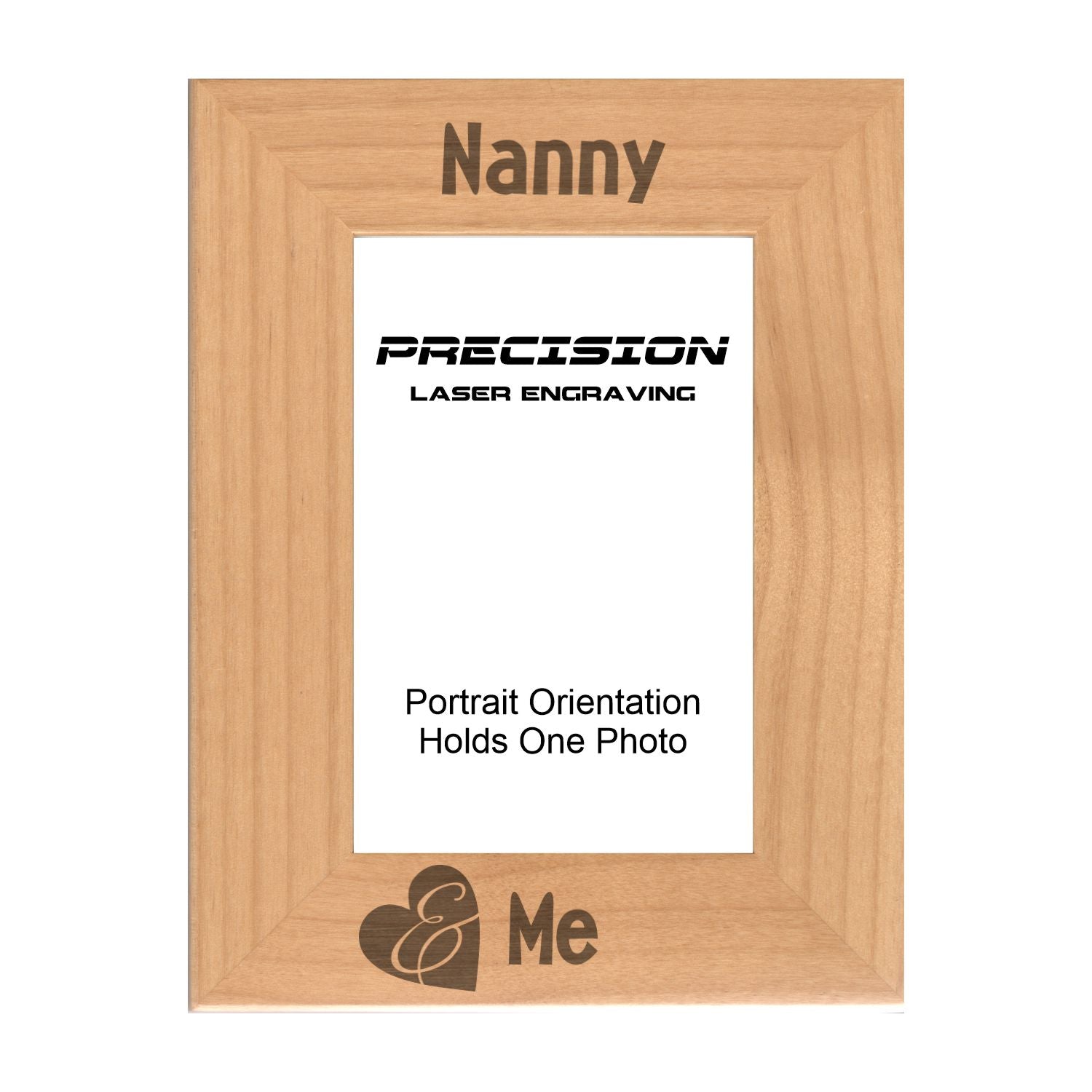 Nanny and Me Heart Picture Frame, Engraved Natural Wood Photo Frame, 4x6 5x7 8x10, Grandma Gift
