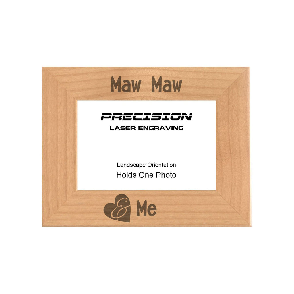 Maw Maw and Me Heart Picture Frame, Engraved Natural Wood Photo Frame, 4x6 5x7 8x10, Grandma Gift