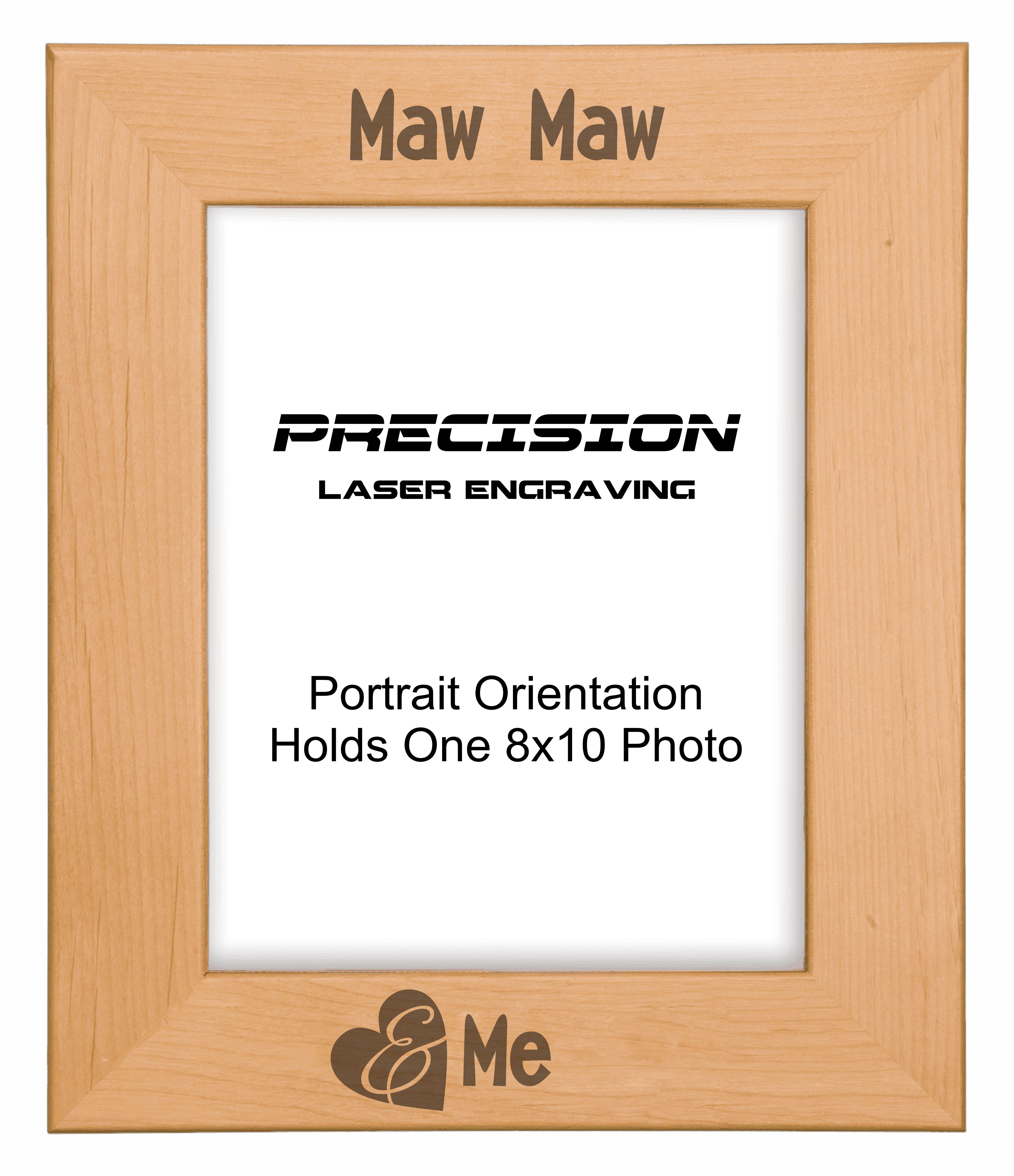 Maw Maw and Me Heart Picture Frame, Engraved Natural Wood Photo Frame, 4x6 5x7 8x10, Grandma Gift