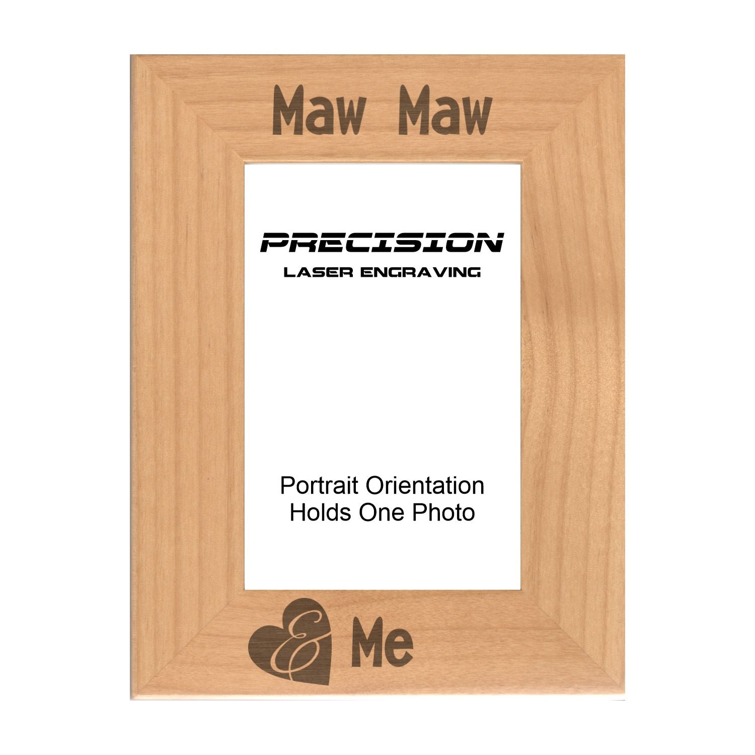 Maw Maw and Me Heart Picture Frame, Engraved Natural Wood Photo Frame, 4x6 5x7 8x10, Grandma Gift