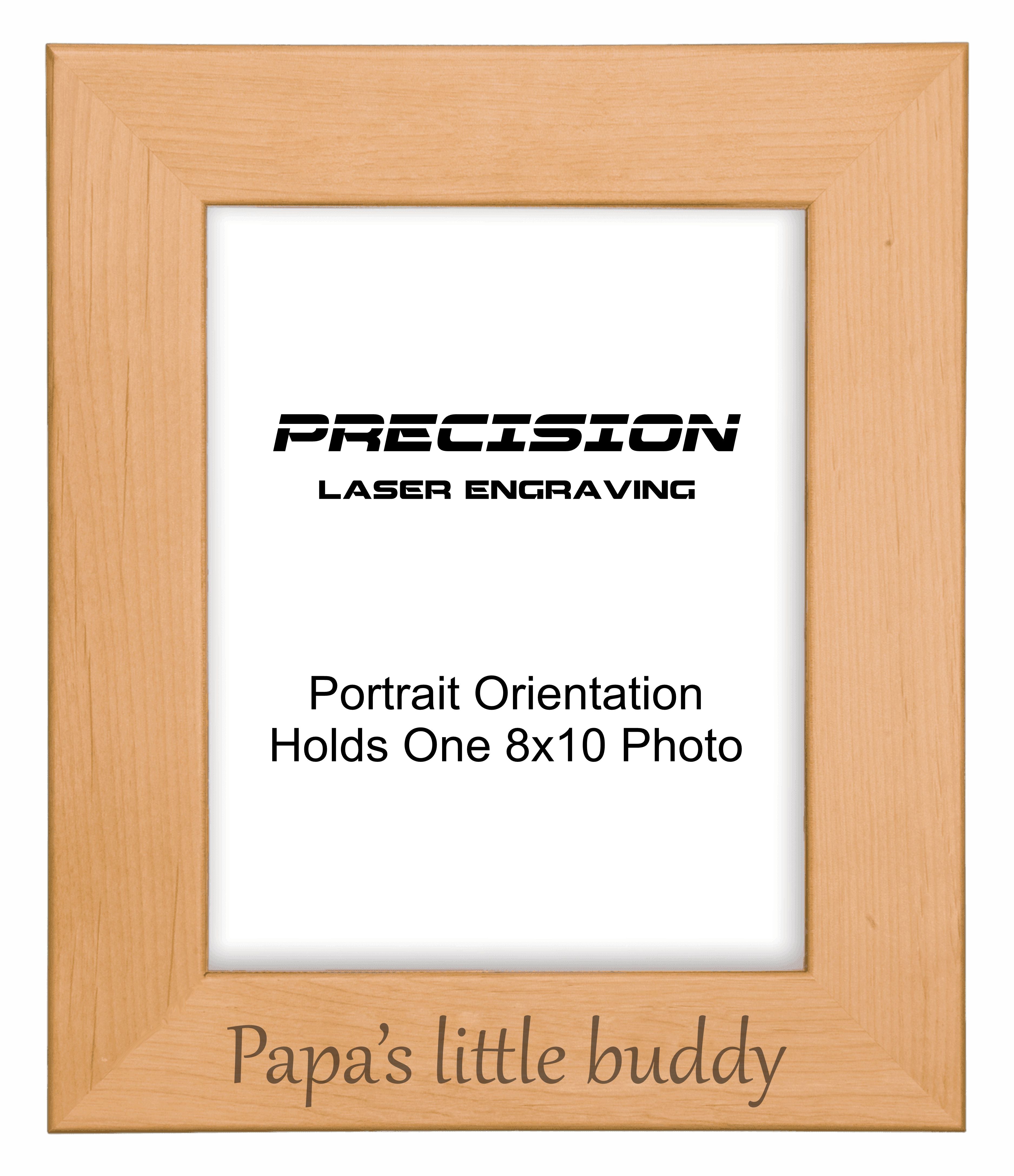 Papa's Little Buddy Picture Frame, Engraved Natural Wood Photo Frame, 4x6 5x7 8x10