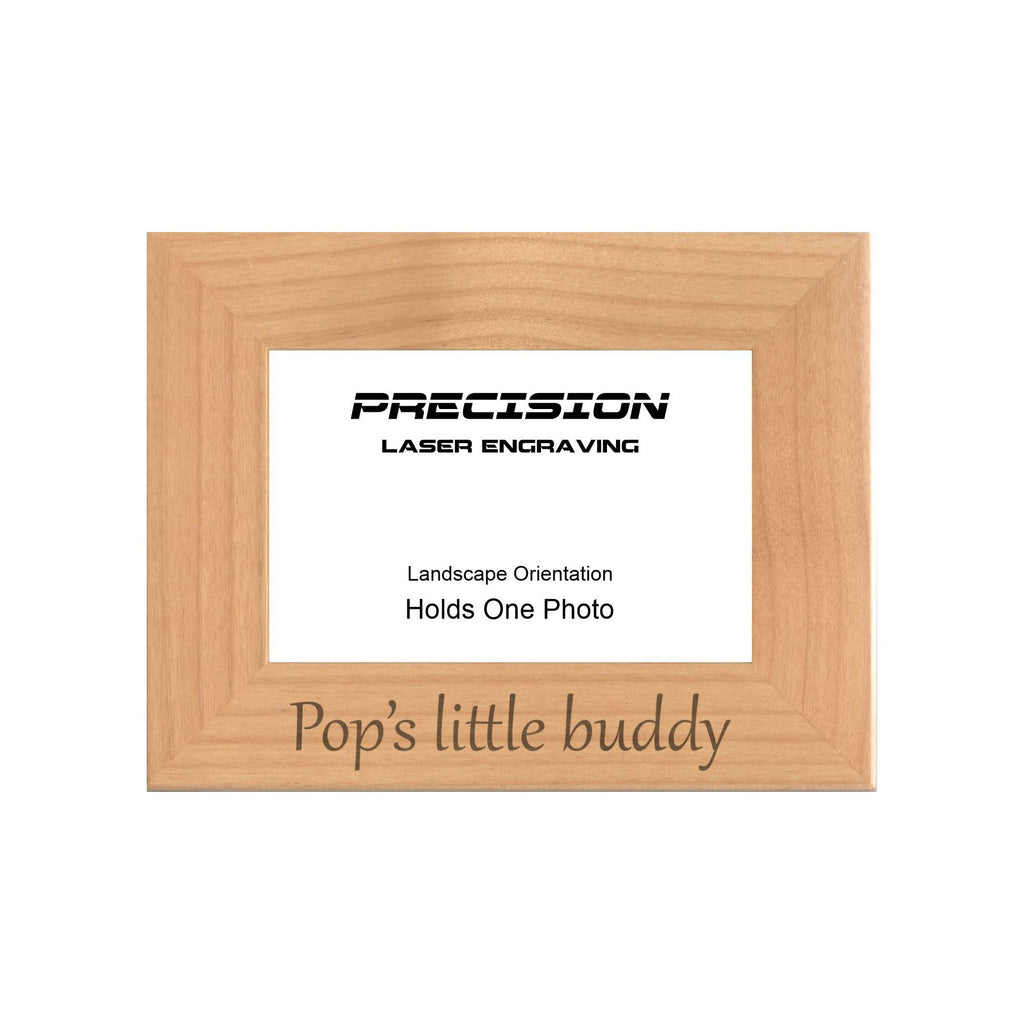 Pop's Little Buddy Picture Frame, Engraved Natural Wood Photo Frame, 4x6 5x7 8x10