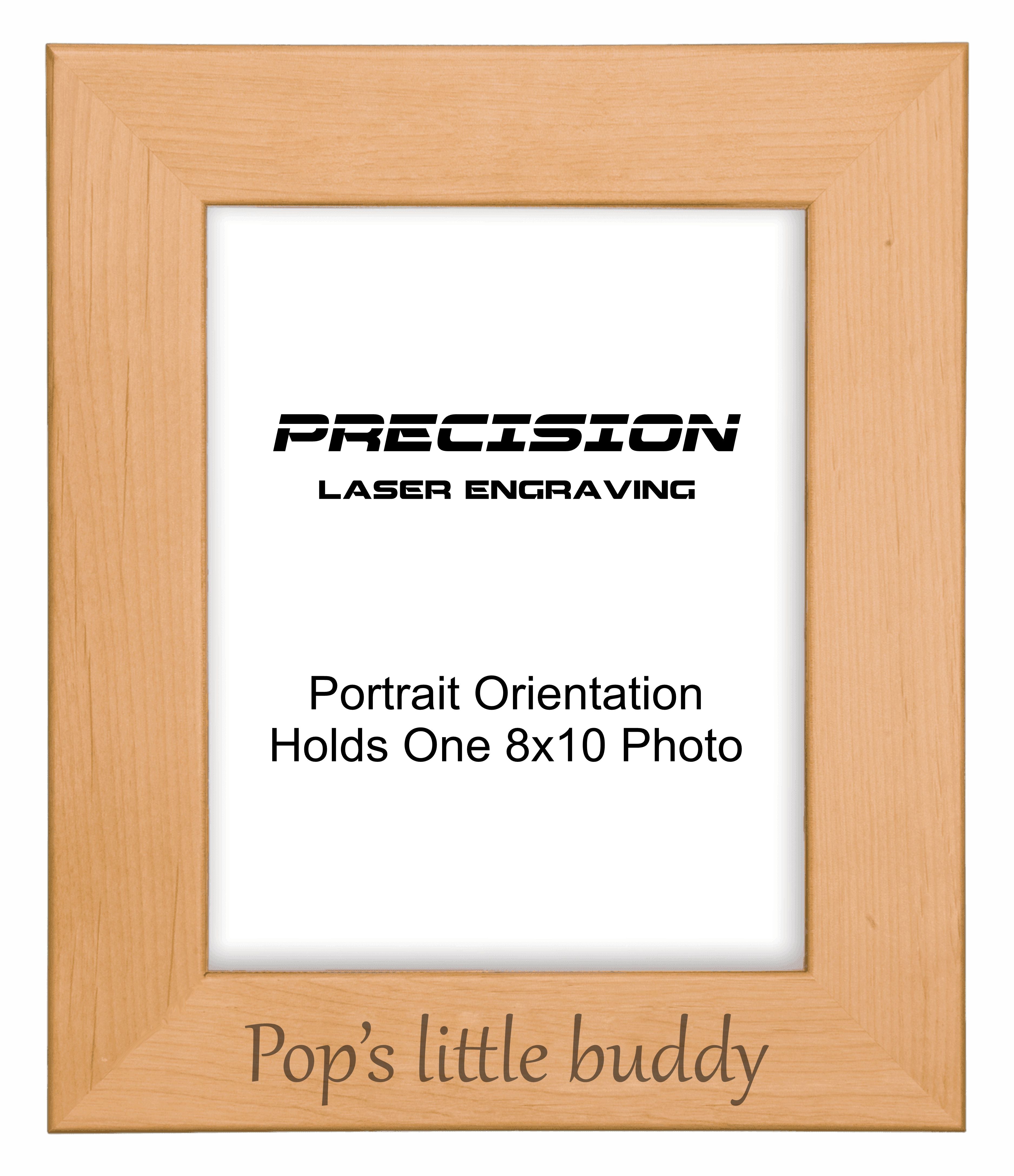 Pop's Little Buddy Picture Frame, Engraved Natural Wood Photo Frame, 4x6 5x7 8x10