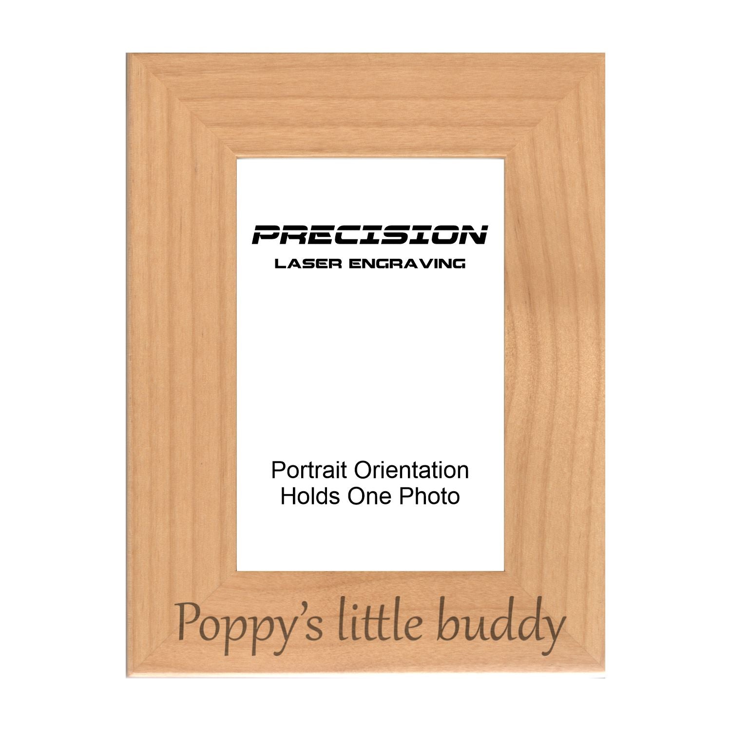 Poppy's Little Buddy Picture Frame, Engraved Natural Wood Photo Frame, 4x6 5x7 8x10