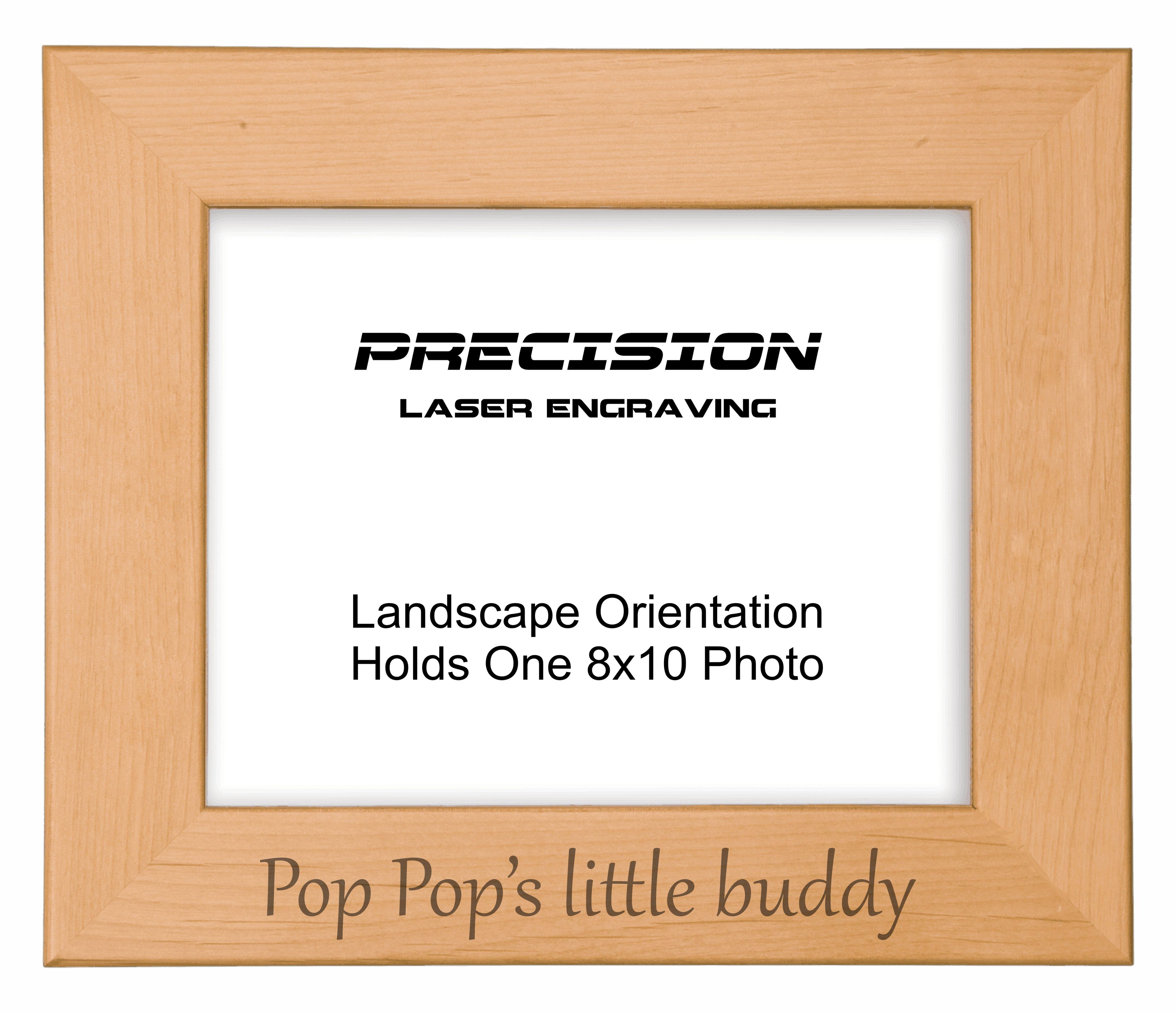 Pop Pop's Little Buddy Picture Frame, Engraved Natural Wood Photo Frame, 4x6 5x7 8x10
