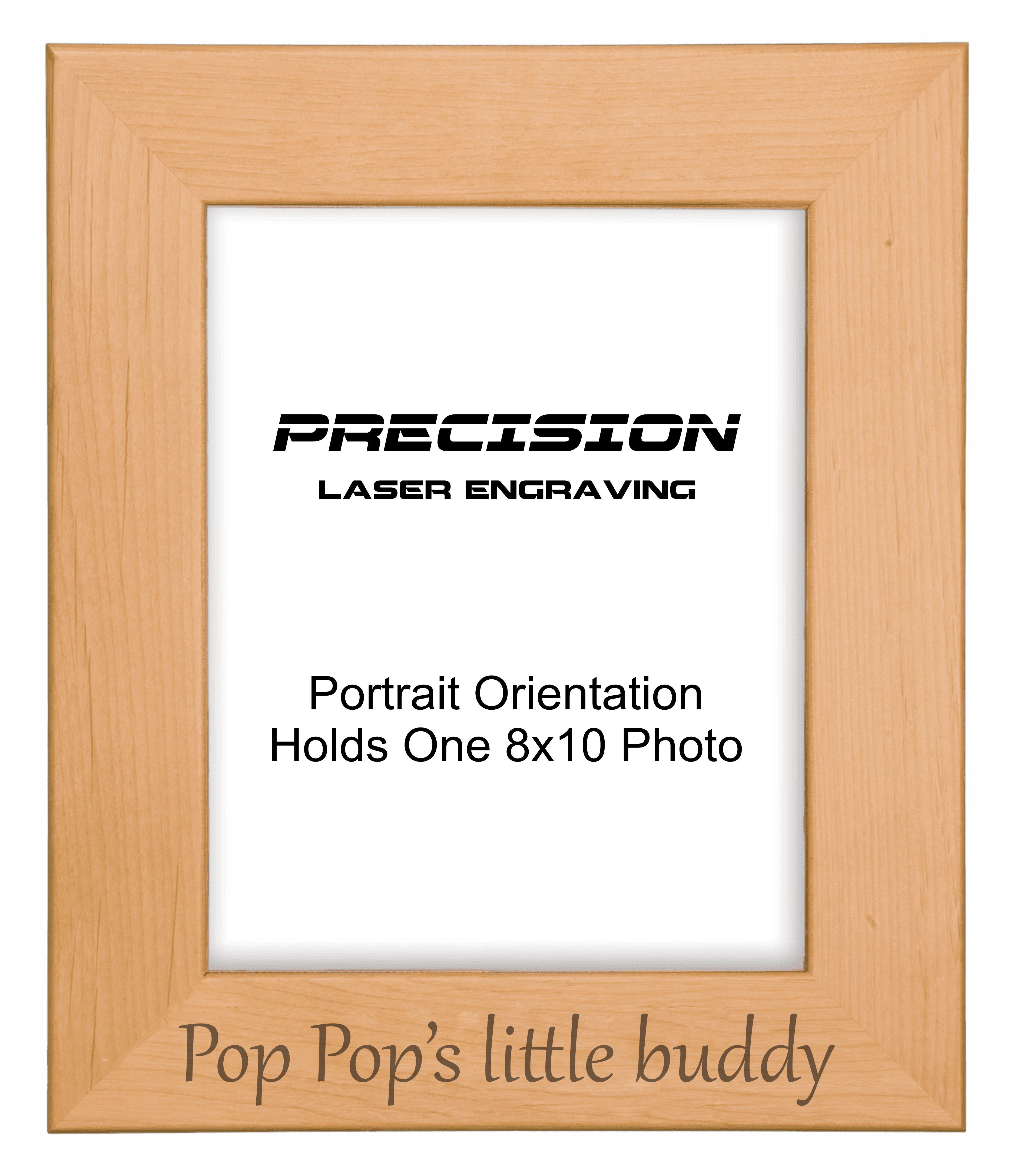 Pop Pop's Little Buddy Picture Frame, Engraved Natural Wood Photo Frame, 4x6 5x7 8x10