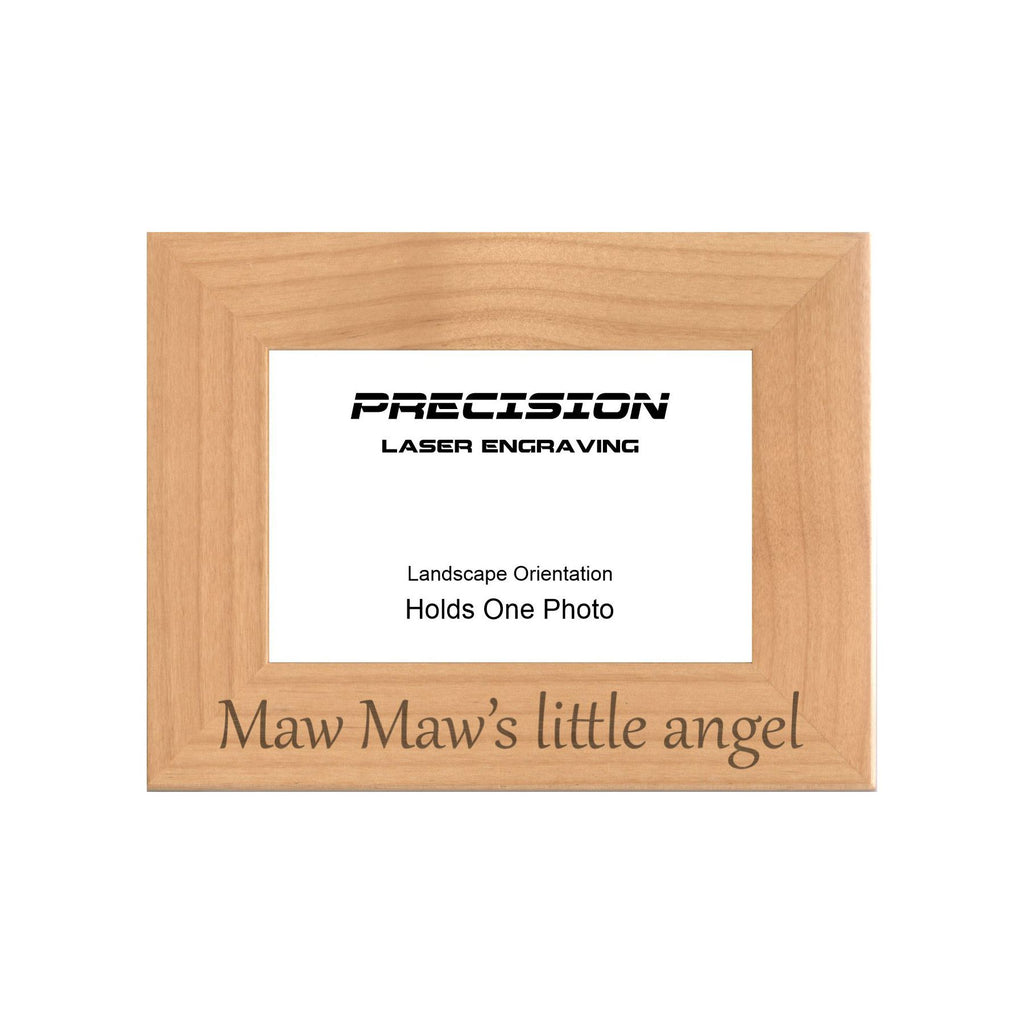 Maw Maw's Little Angel Picture Frame, Engraved Natural Wood Photo Frame, 4x6 5x7 8x10