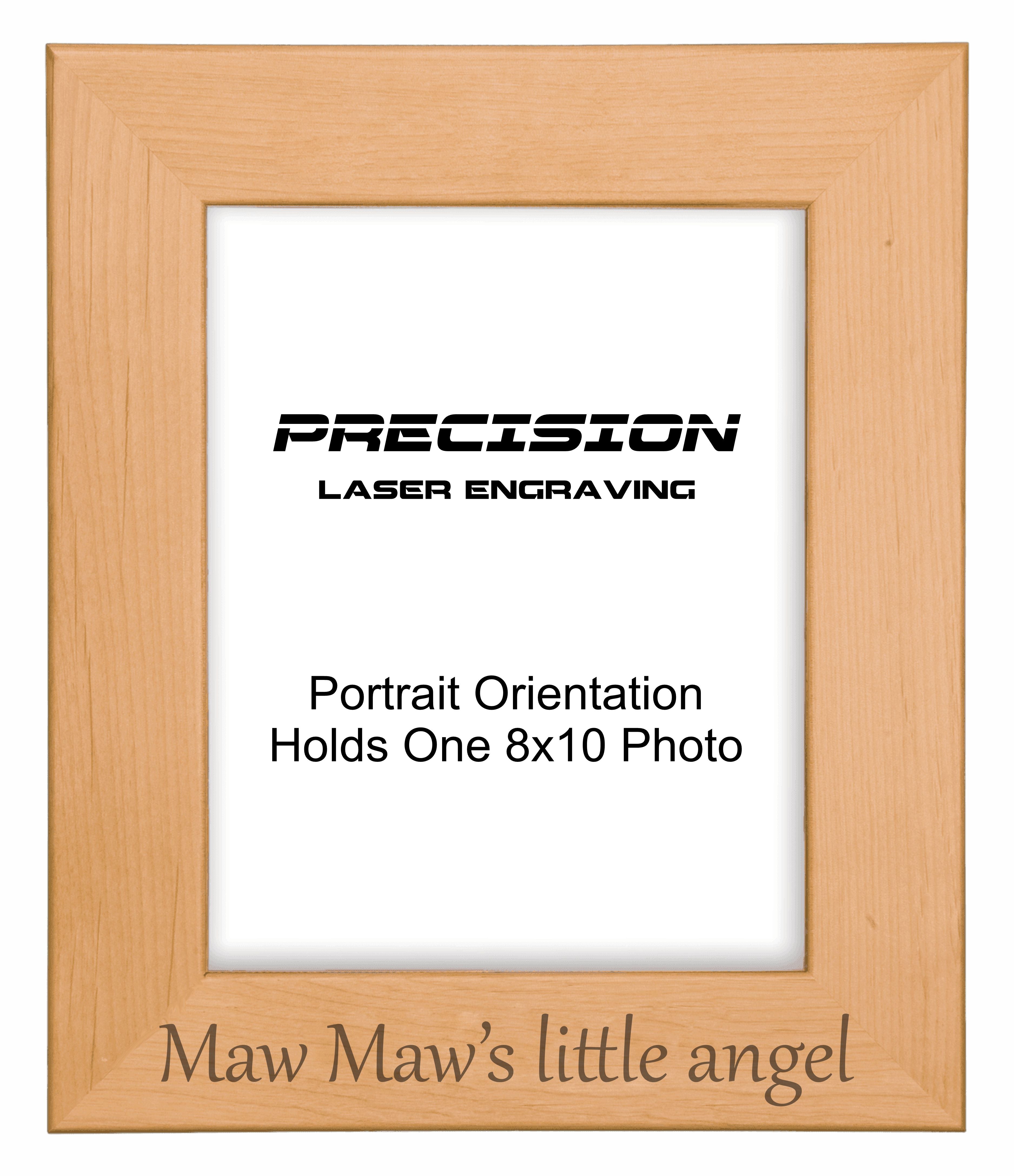 Maw Maw's Little Angel Picture Frame, Engraved Natural Wood Photo Frame, 4x6 5x7 8x10