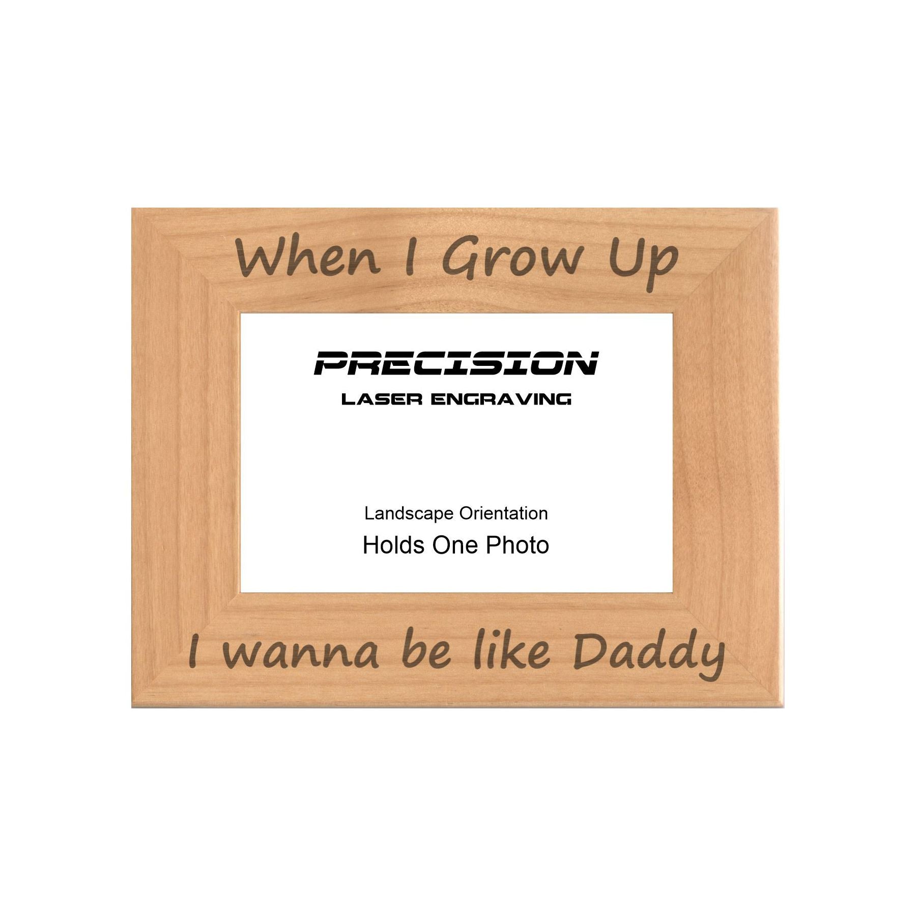 I wanna be like Daddy Picture Frame, Engraved Natural Wood Photo Frame, 4x6 5x7 8x10, Dad Gift