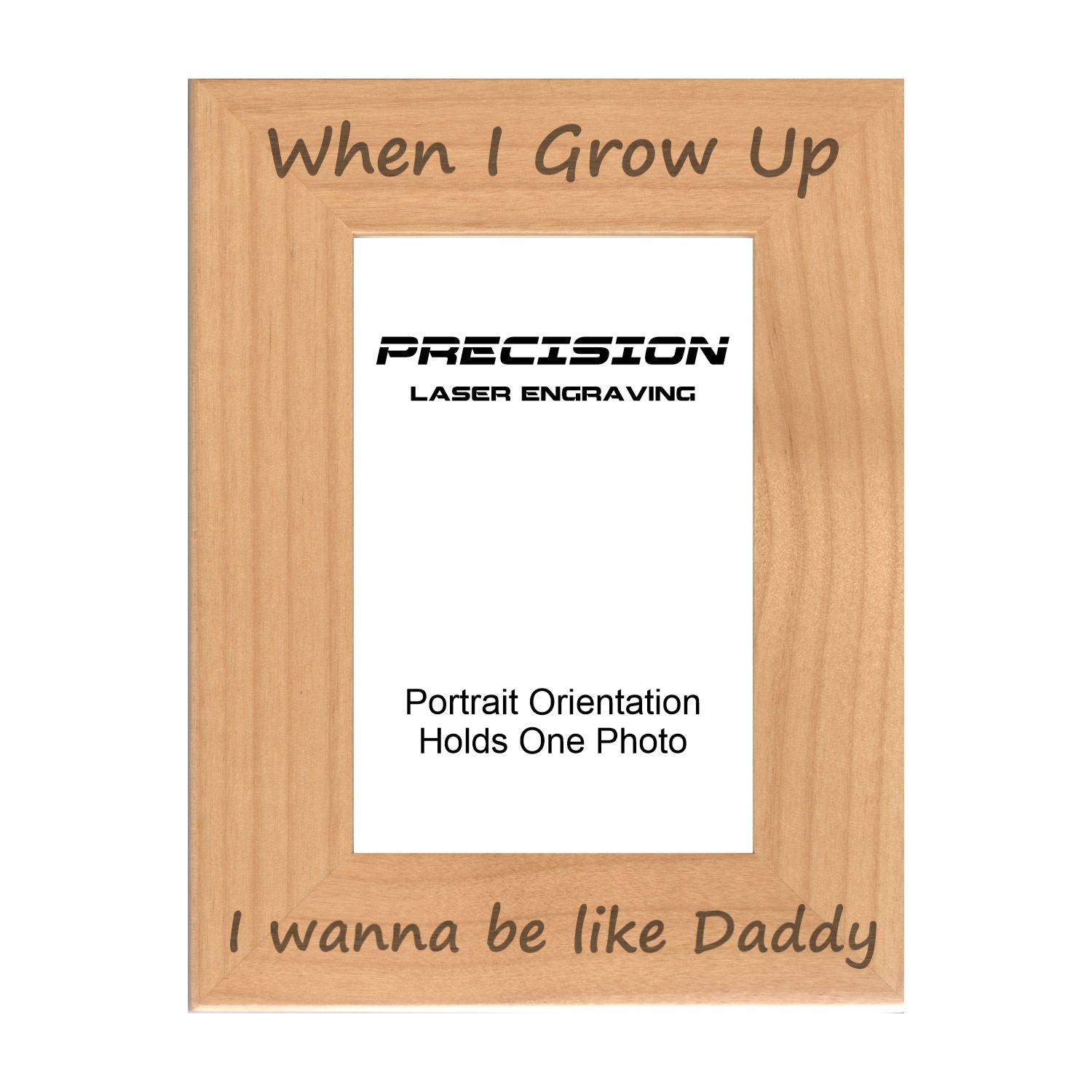 I wanna be like Daddy Picture Frame, Engraved Natural Wood Photo Frame, 4x6 5x7 8x10, Dad Gift