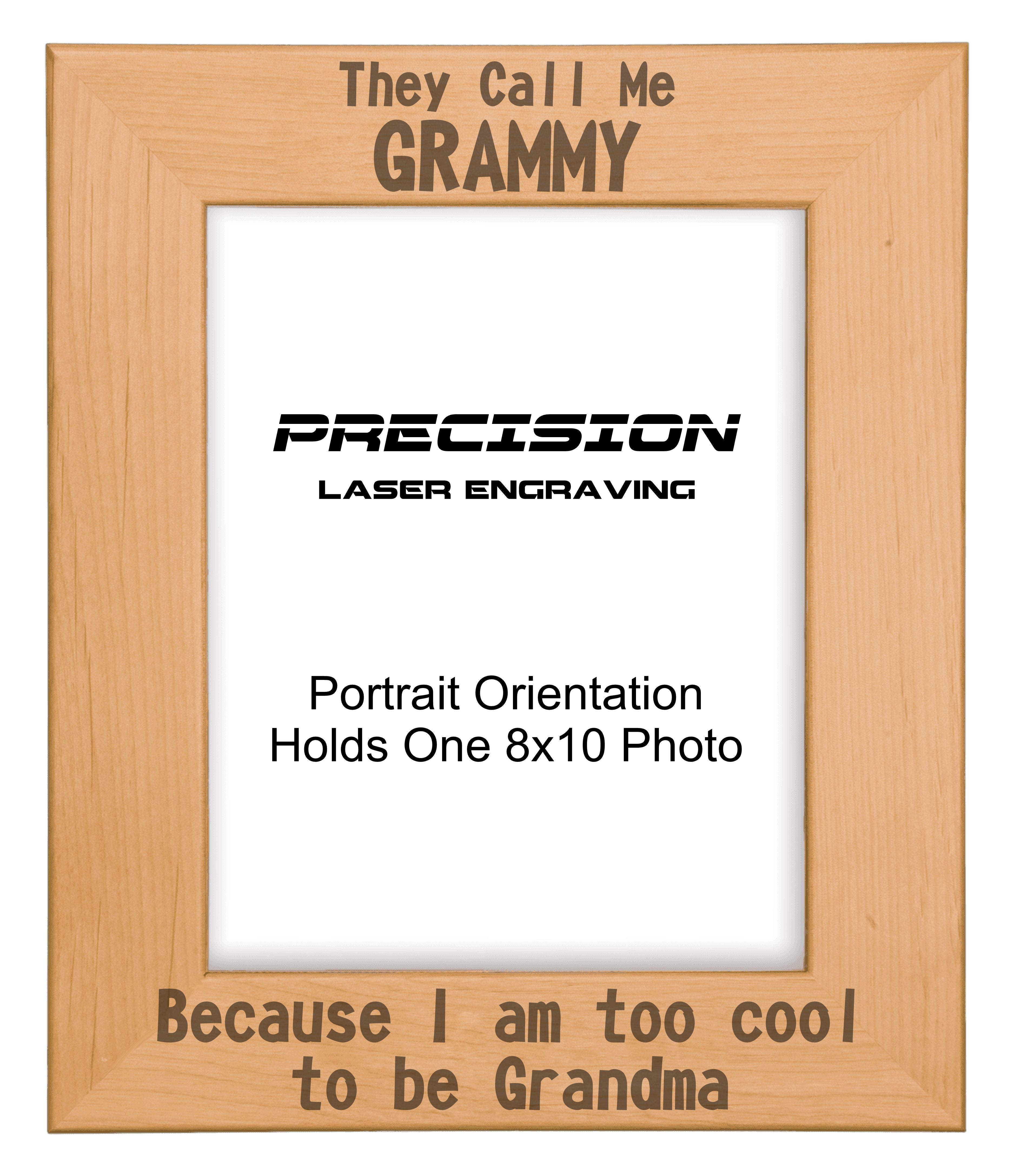 Call me Grammy Too Cool to be Grandma Picture Frame, Engraved Natural Wood Photo Frame, 4x6 5x7 8x10
