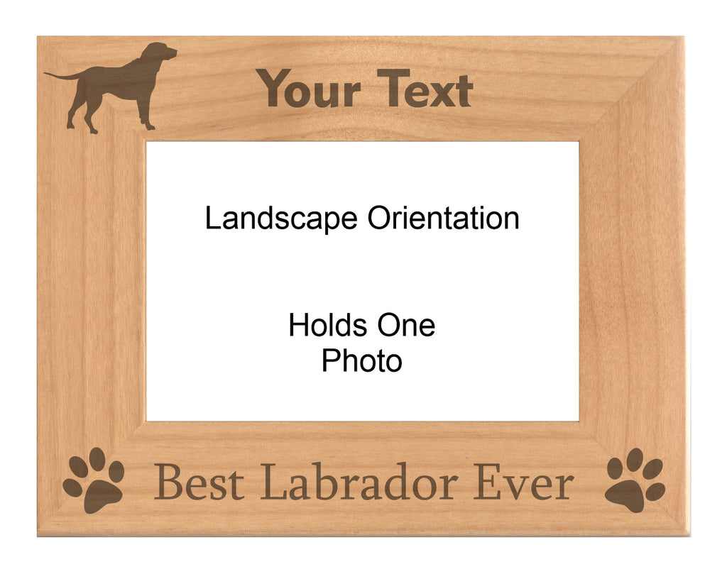 Personalized Best Labrador Ever Engraved Picture Frame, Natural Wood Photo Frame with Your Custom Text, 4x6 5x7 8x10