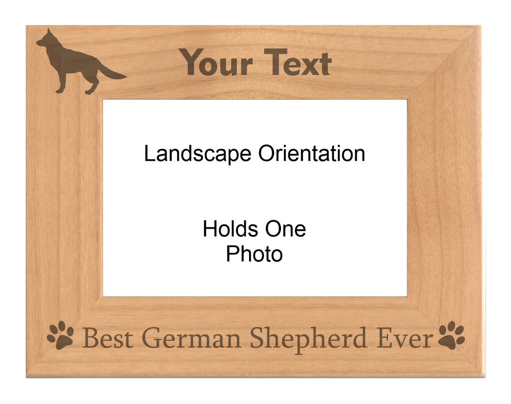 Personalized Best German Shepherd Ever Engraved Picture Frame, Natural Wood Photo Frame with Your Custom Text, 4x6 5x7 8x10