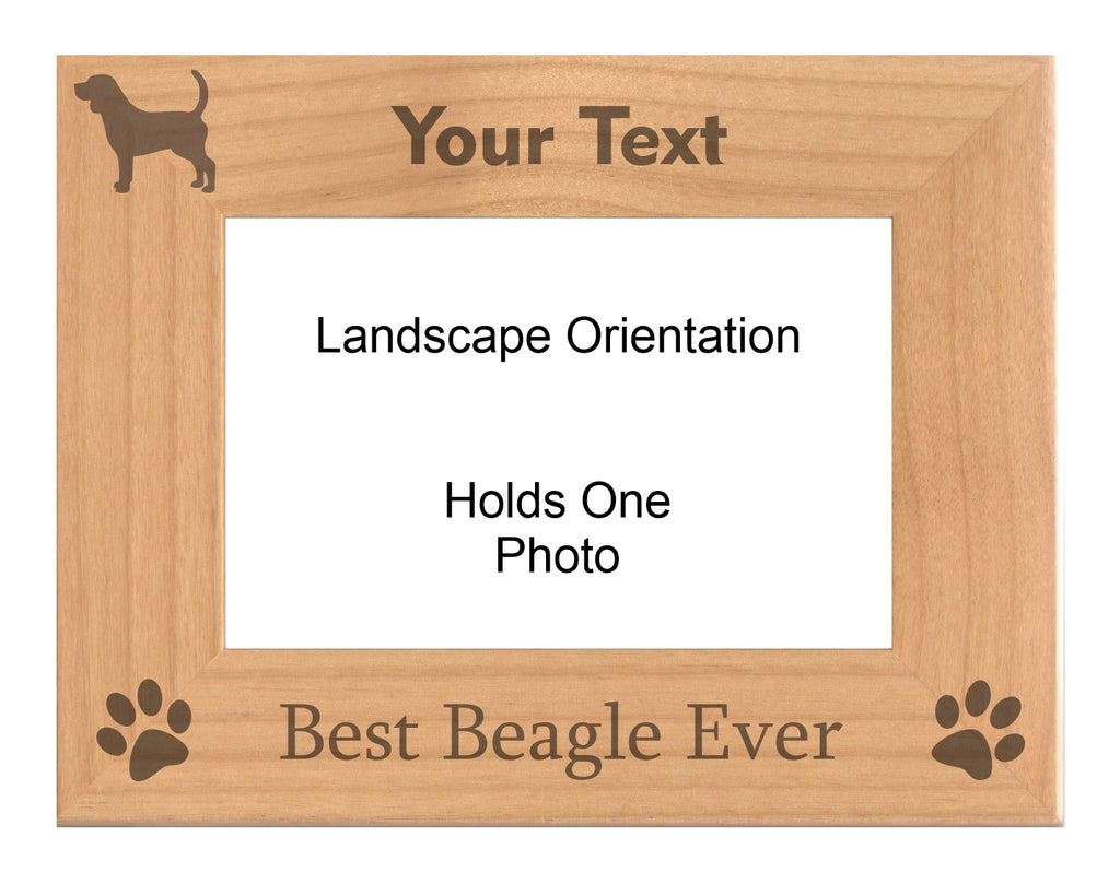 Personalized Best Beagle Ever Engraved Picture Frame, Natural Wood Photo Frame with Your Custom Text, 4x6 5x7 8x10