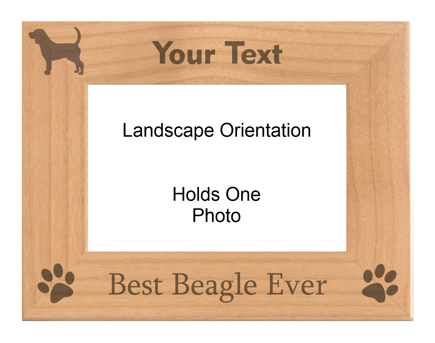 Personalized Best Beagle Ever Engraved Picture Frame, Natural Wood Photo Frame with Your Custom Text, 4x6 5x7 8x10