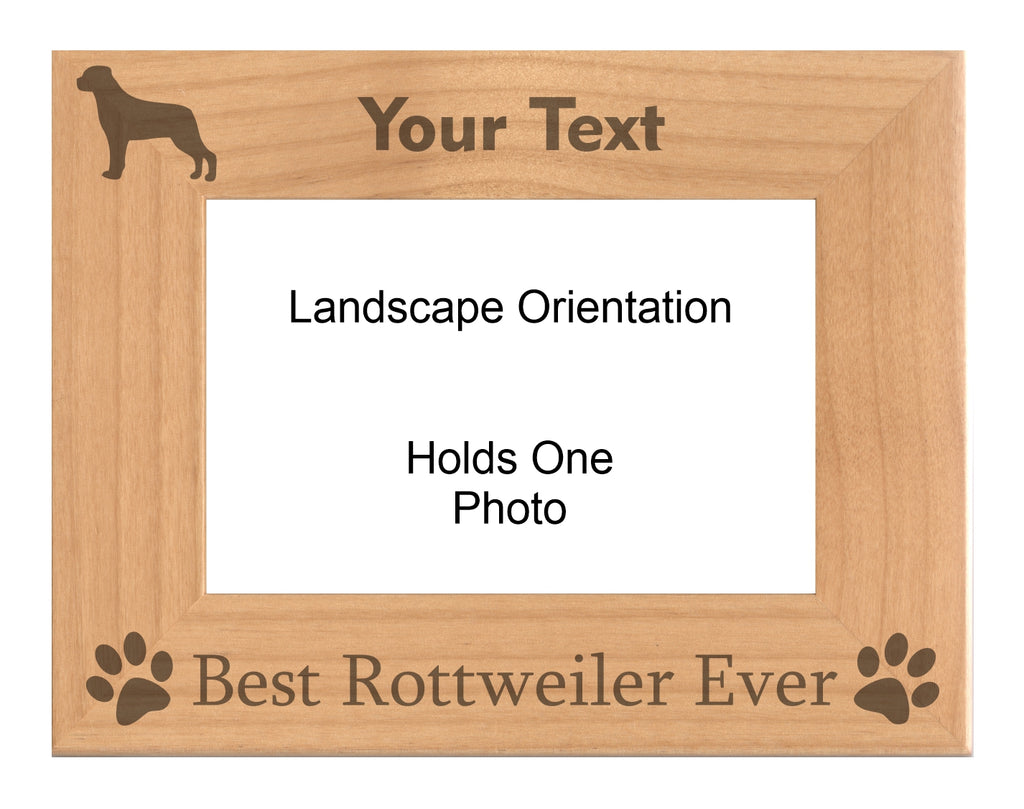 Personalized Best Rottweiler Ever Engraved Picture Frame, Natural Wood Photo Frame with Your Custom Text, 4x6 5x7 8x10