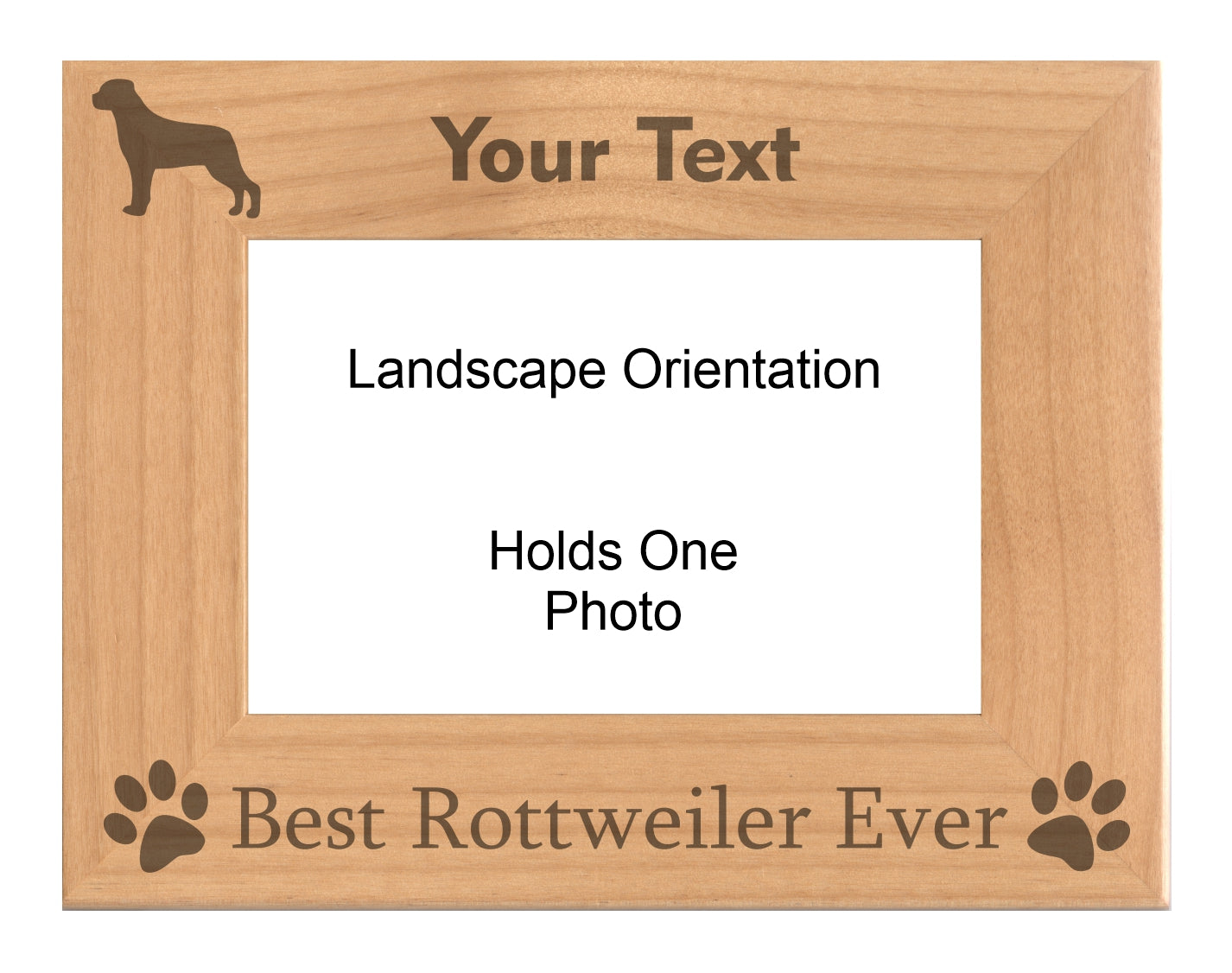 Personalized Best Rottweiler Ever Engraved Picture Frame, Natural Wood Photo Frame with Your Custom Text, 4x6 5x7 8x10