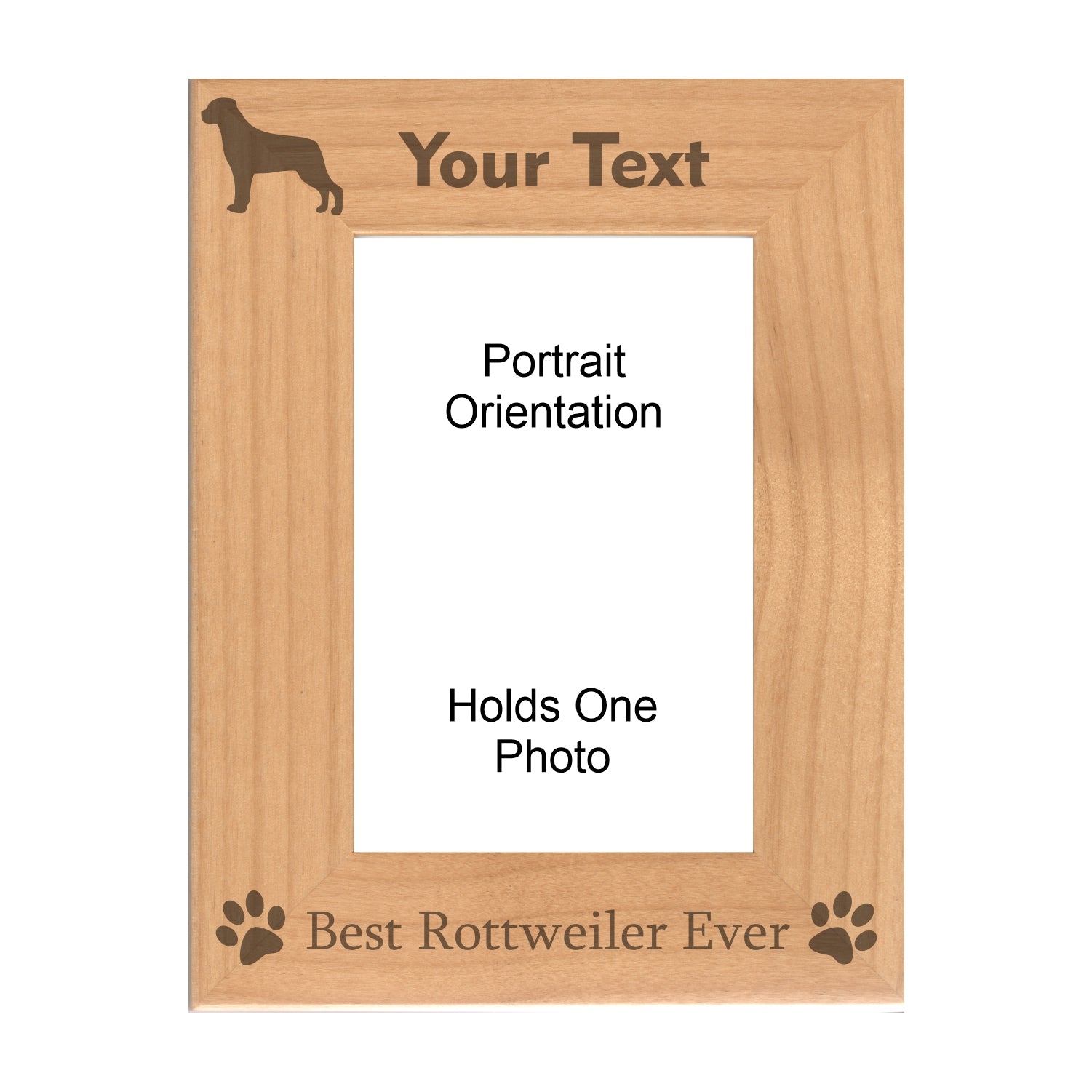Personalized Best Rottweiler Ever Engraved Picture Frame, Natural Wood Photo Frame with Your Custom Text, 4x6 5x7 8x10