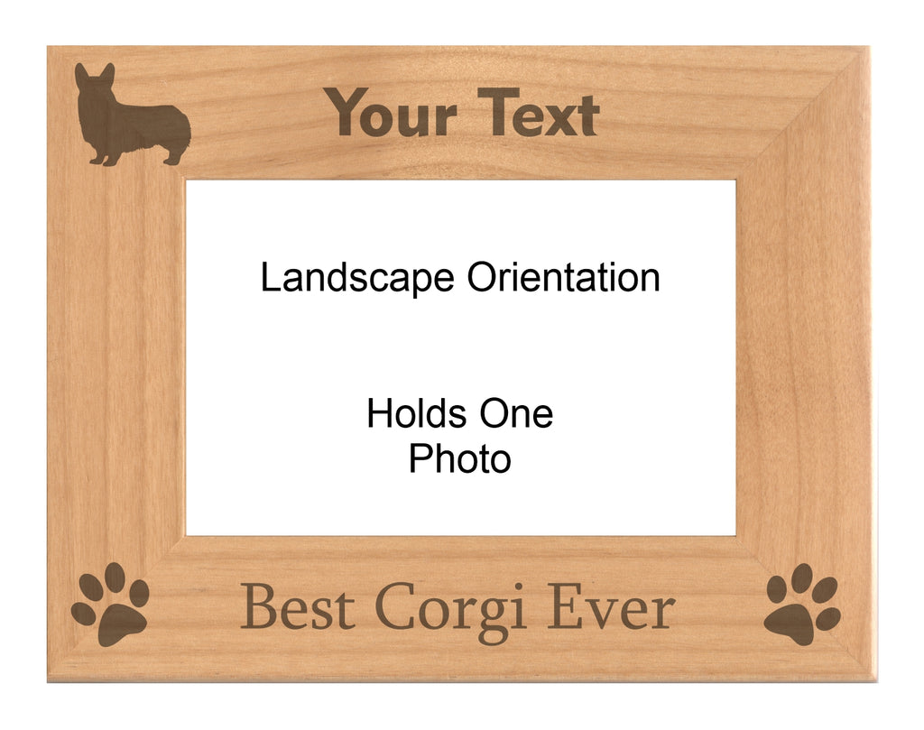 Personalized Best Corgi Ever Engraved Picture Frame, Natural Wood Photo Frame with Your Custom Text, 4x6 5x7 8x10