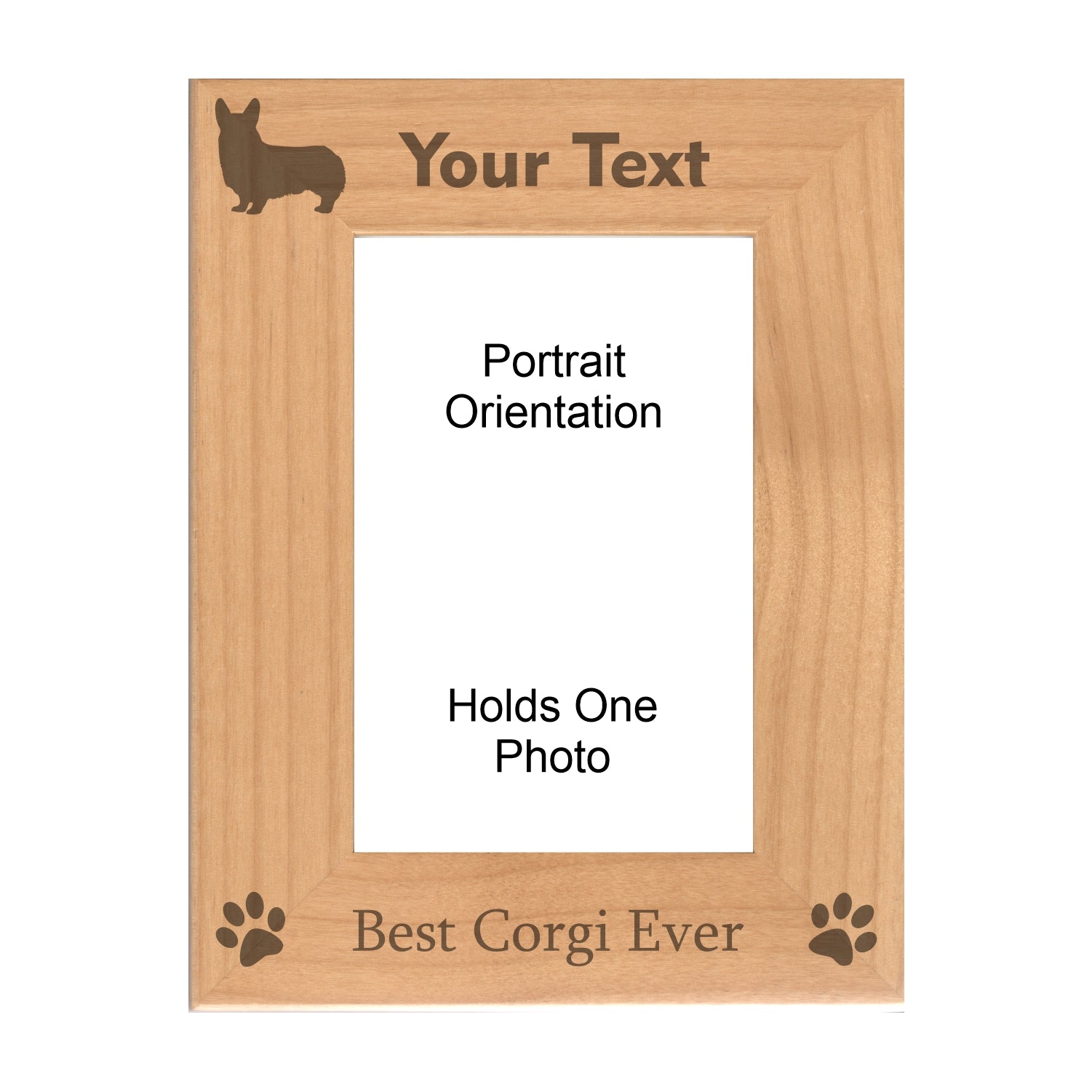 Personalized Best Corgi Ever Engraved Picture Frame, Natural Wood Photo Frame with Your Custom Text, 4x6 5x7 8x10