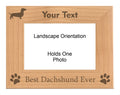 Personalized Best Dachshund Ever Engraved Picture Frame, Natural Wood Photo Frame with Your Custom Text, 4x6 5x7 8x10
