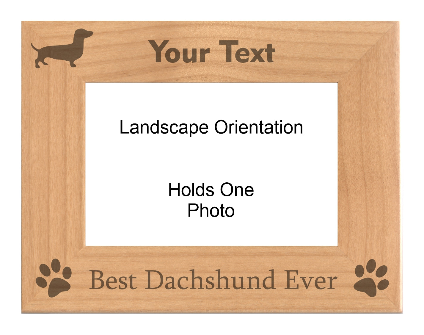 Personalized Best Dachshund Ever Engraved Picture Frame, Natural Wood Photo Frame with Your Custom Text, 4x6 5x7 8x10