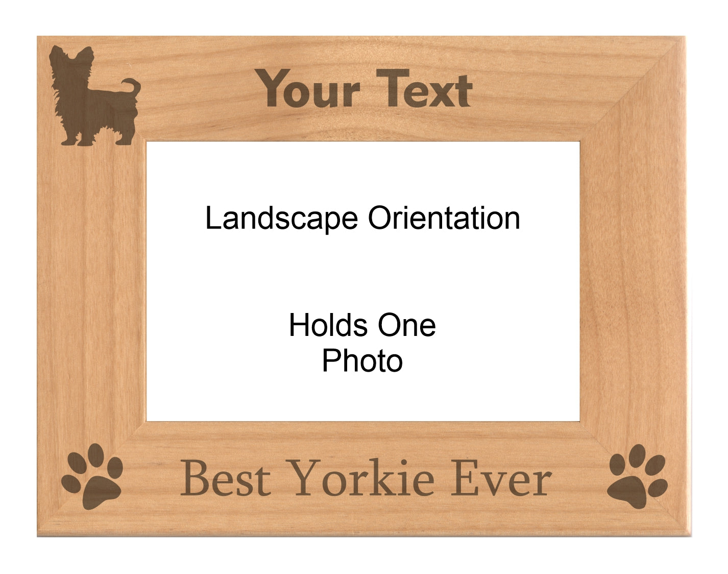Personalized Best Yorkie Ever Engraved Picture Frame, Natural Wood Photo Frame with Your Custom Text, 4x6 5x7 8x10
