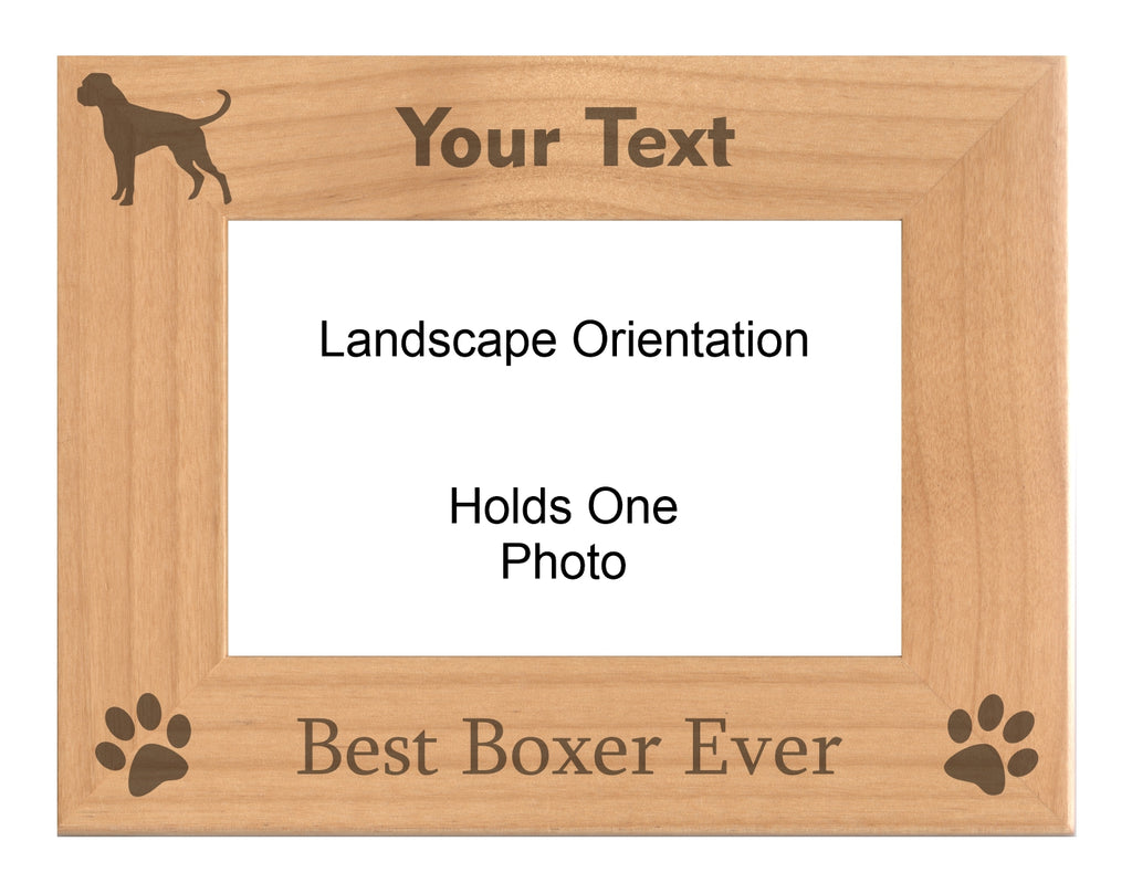 Personalized Best Boxer Ever Engraved Picture Frame, Natural Wood Photo Frame with Your Custom Text, 4x6 5x7 8x10