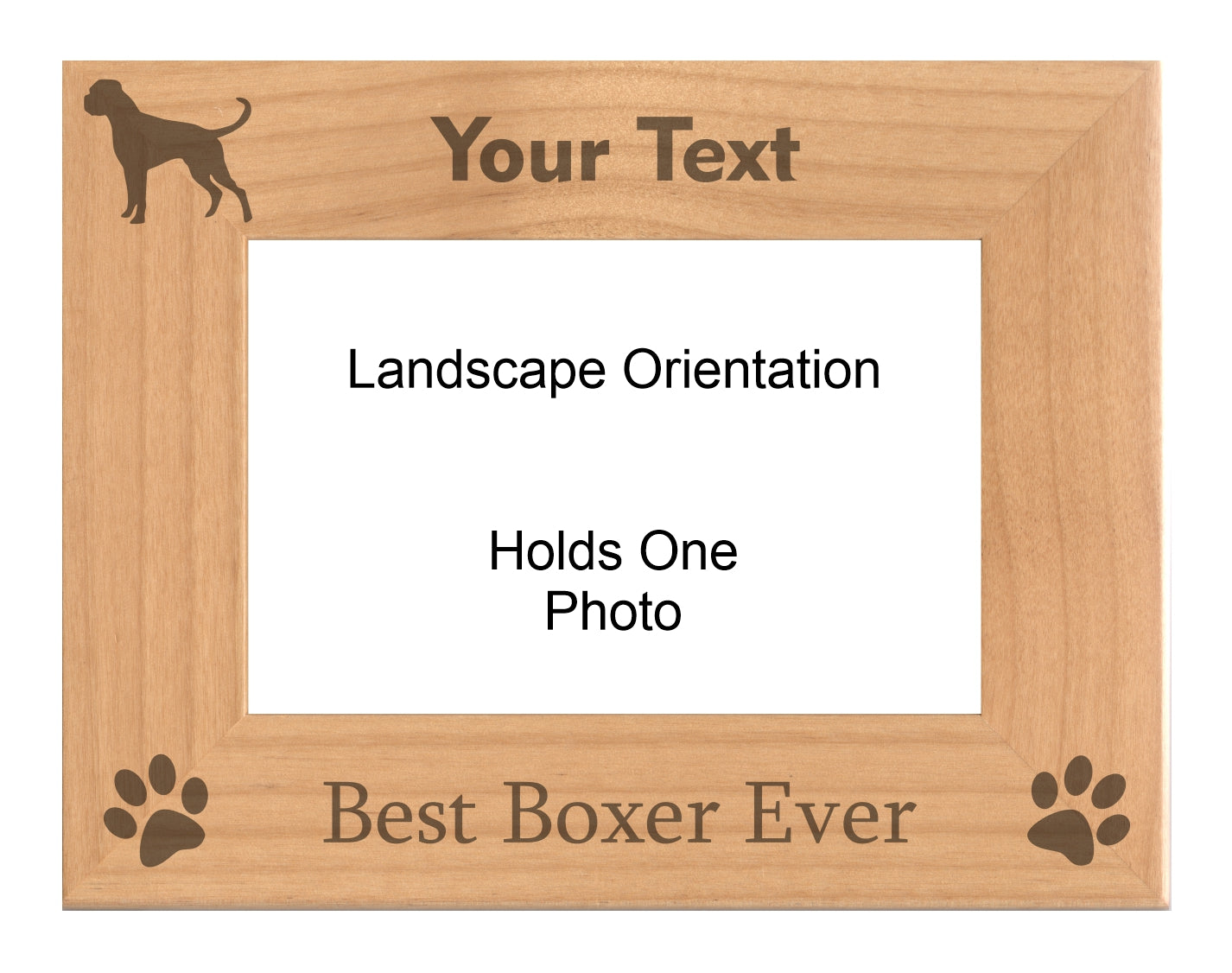 Personalized Best Boxer Ever Engraved Picture Frame, Natural Wood Photo Frame with Your Custom Text, 4x6 5x7 8x10