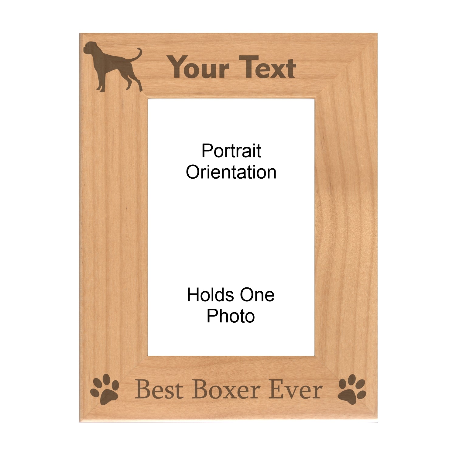 Personalized Best Boxer Ever Engraved Picture Frame, Natural Wood Photo Frame with Your Custom Text, 4x6 5x7 8x10