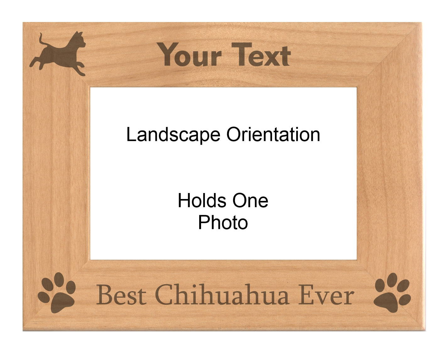 Personalized Best Chihuahua Ever Engraved Picture Frame, Natural Wood Photo Frame with Your Custom Text, 4x6 5x7 8x10