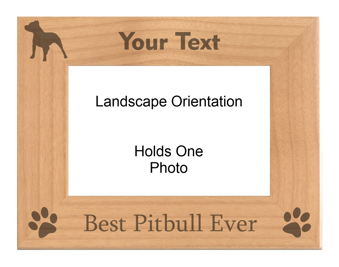 Personalized Best Pitbull Ever Engraved Picture Frame, Natural Wood Photo Frame with Your Custom Text, 4x6 5x7 8x10