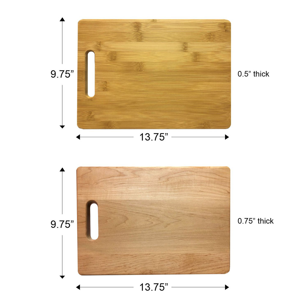 Personalized Natural Wood Cutting Boards with Custom Initial Names Year, Engraved Bamboo or Maple, Wedding, Anniversary Gift